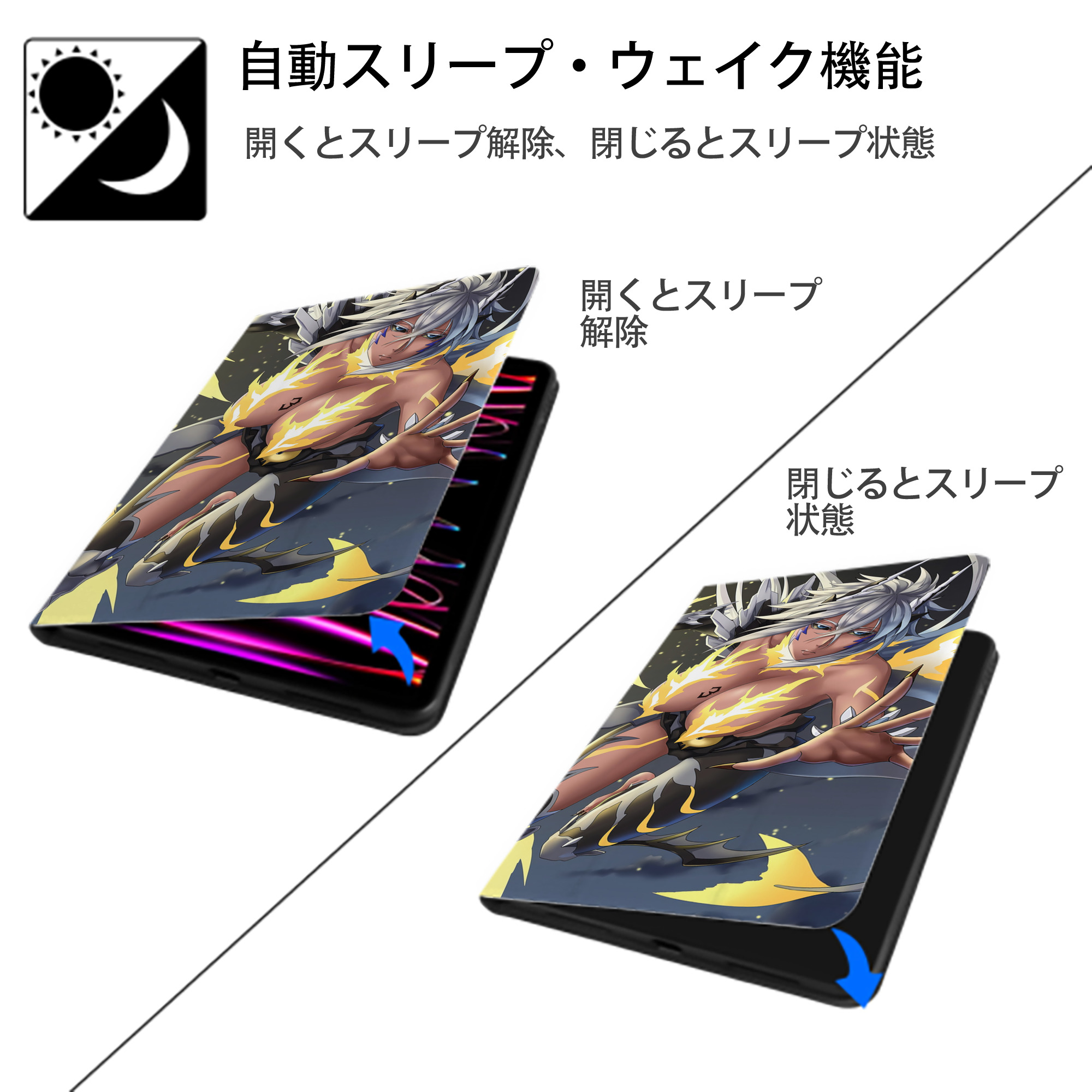ブリーチ BLEACH IPadケース ペンホルダー付き ブックスタイルデザイン