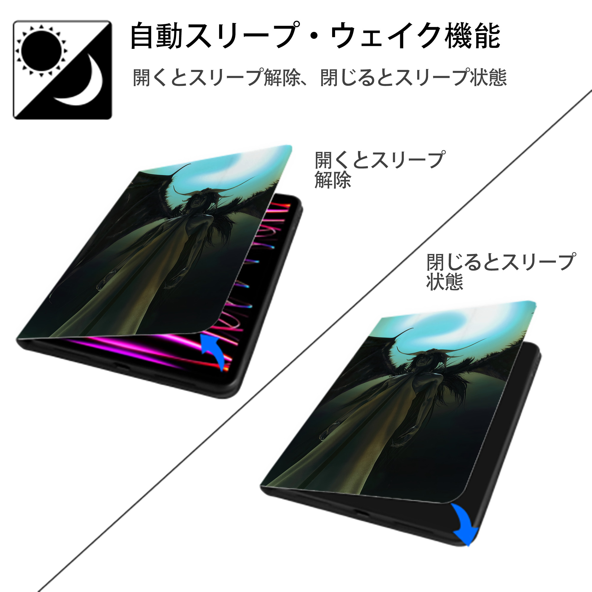 ブリーチ BLEACH IPadケース ペンホルダー付き ブックスタイルデザイン