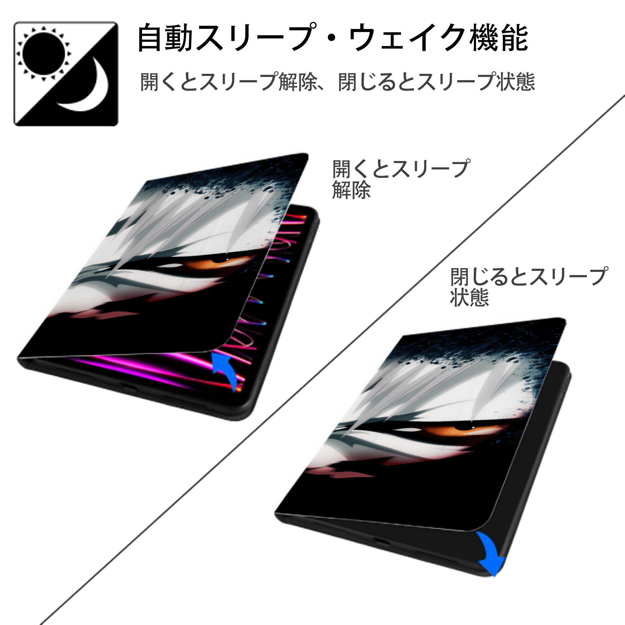ブリーチ BLEACH IPadケース ペンホルダー付き ブックスタイルデザイン