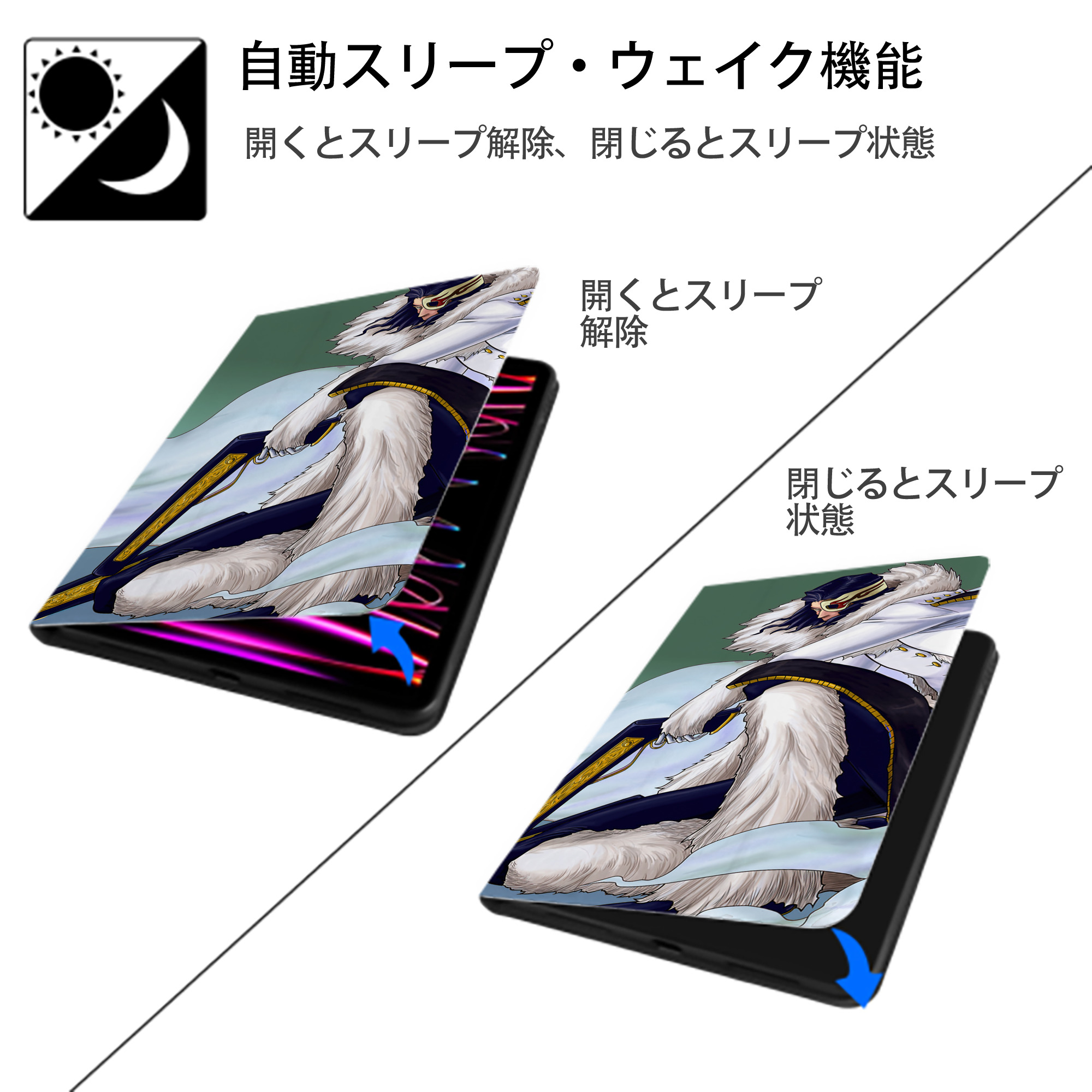 ブリーチ BLEACH IPadケース ペンホルダー付き ブックスタイルデザイン