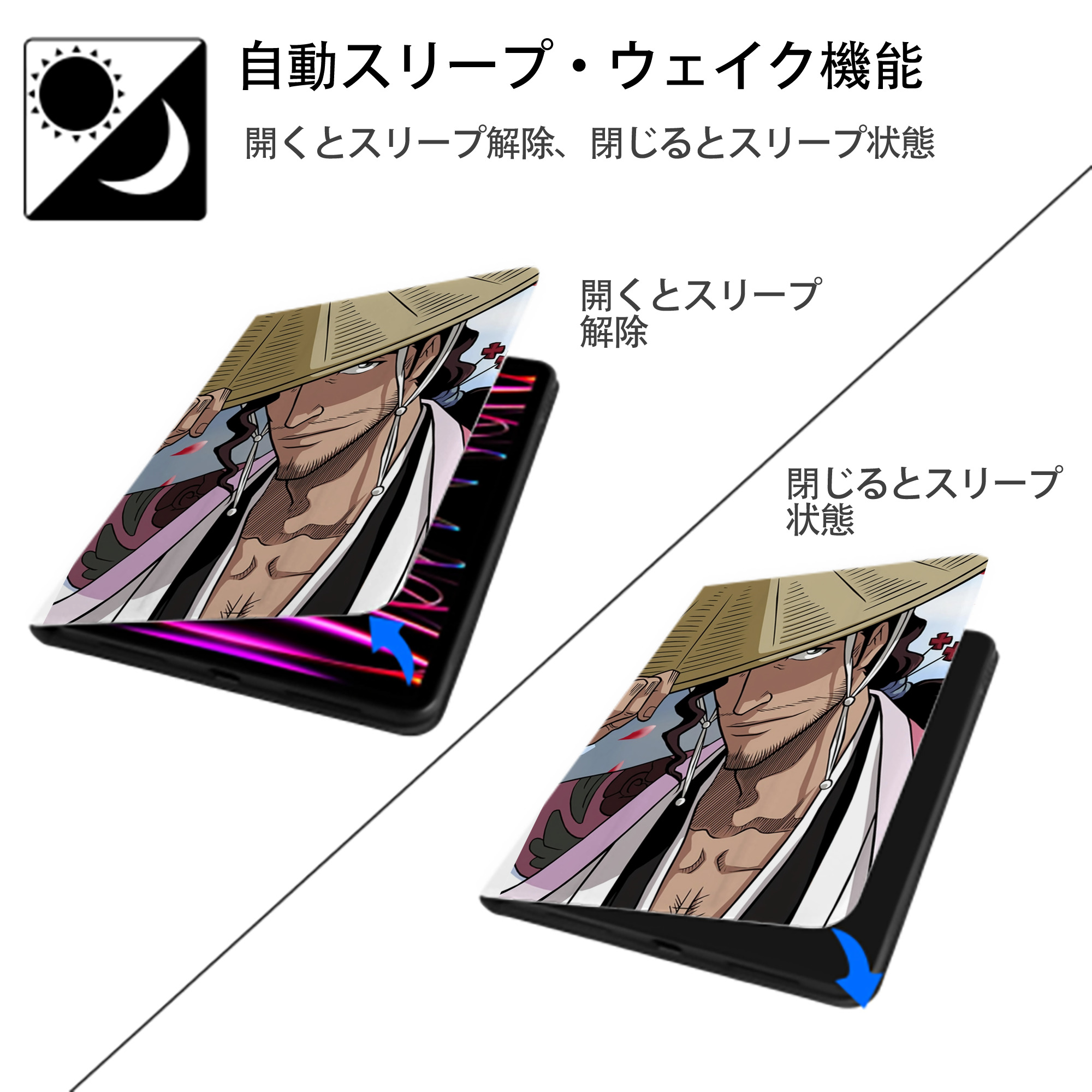 ブリーチ BLEACH IPad ケース ペン収納付き 三つ折りスタンド PUレザー×シリコン 対応機種9.5/10.5/10.9インチ