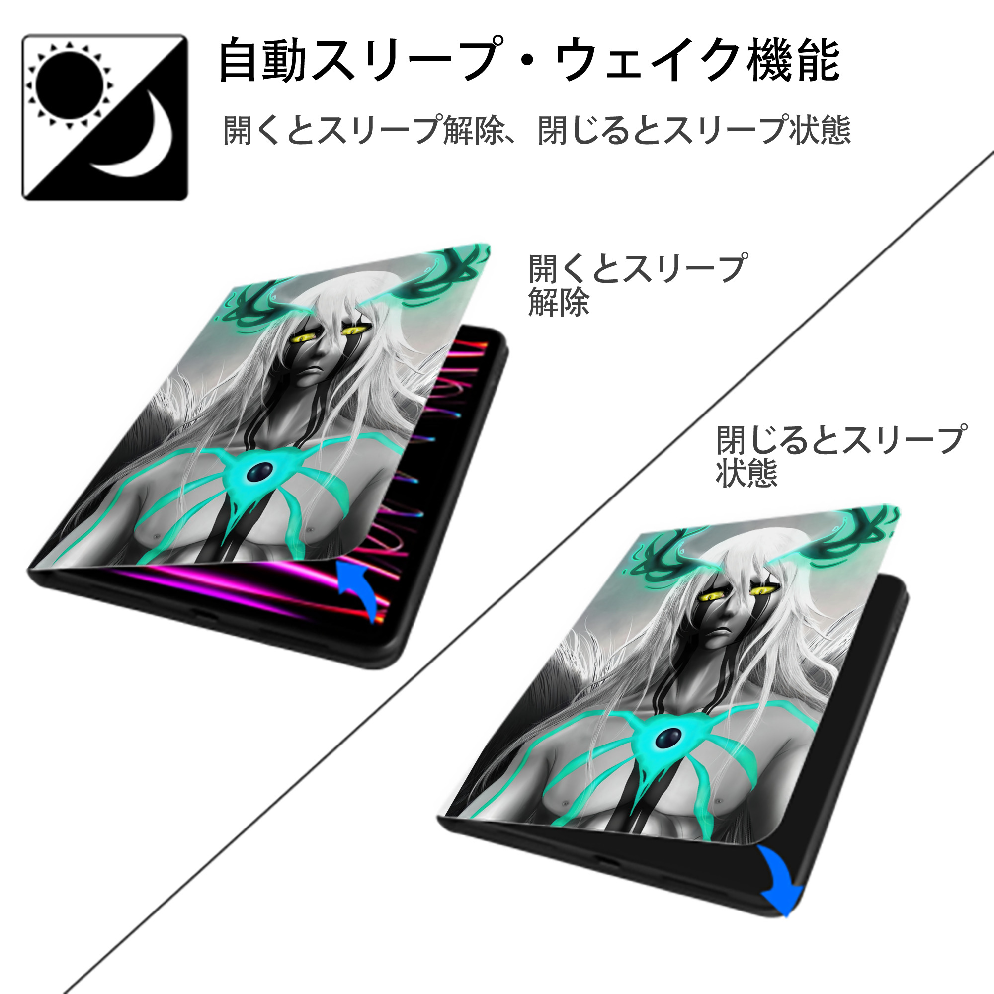ブリーチ BLEACH IPad ケース ペン収納付き 三つ折りスタンド PUレザー×シリコン 対応機種9.5/10.5/10.9インチ