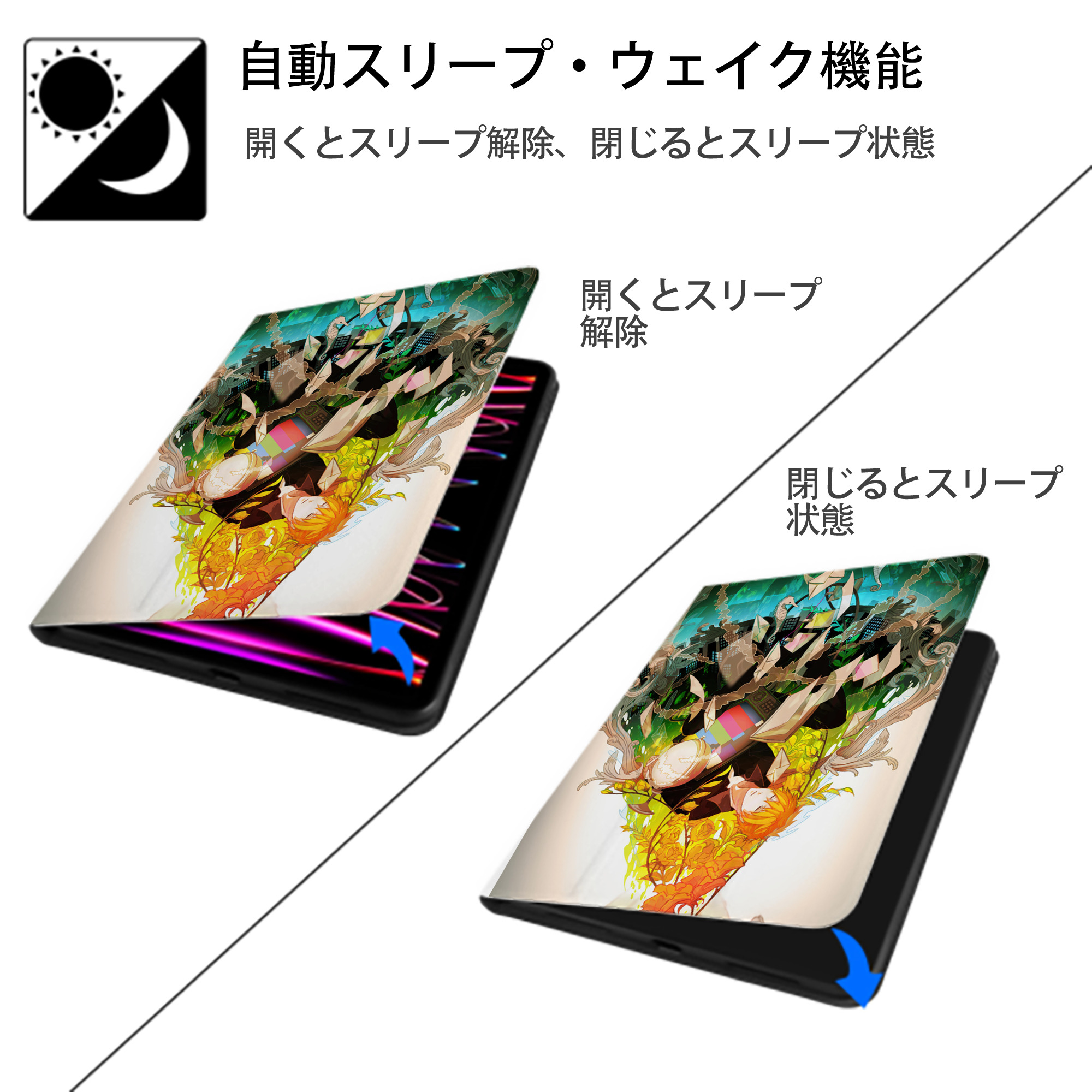 ブリーチ BLEACH IPad ケース ペン収納付き 三つ折りスタンド PUレザー×シリコン 対応機種9.5/10.5/10.9インチ