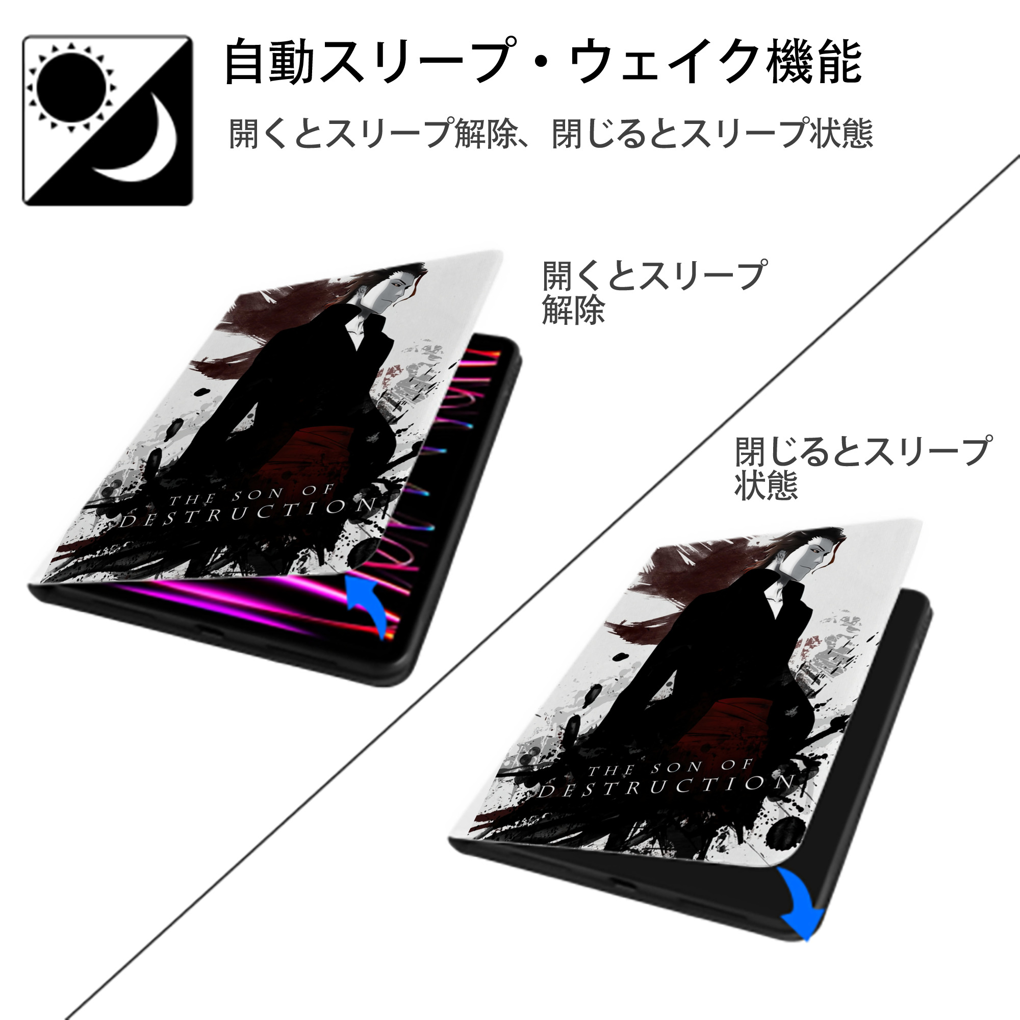 ブリーチ BLEACH IPad ケース ペン収納付き 三つ折りスタンド PUレザー×シリコン 対応機種9.5/10.5/10.9インチ