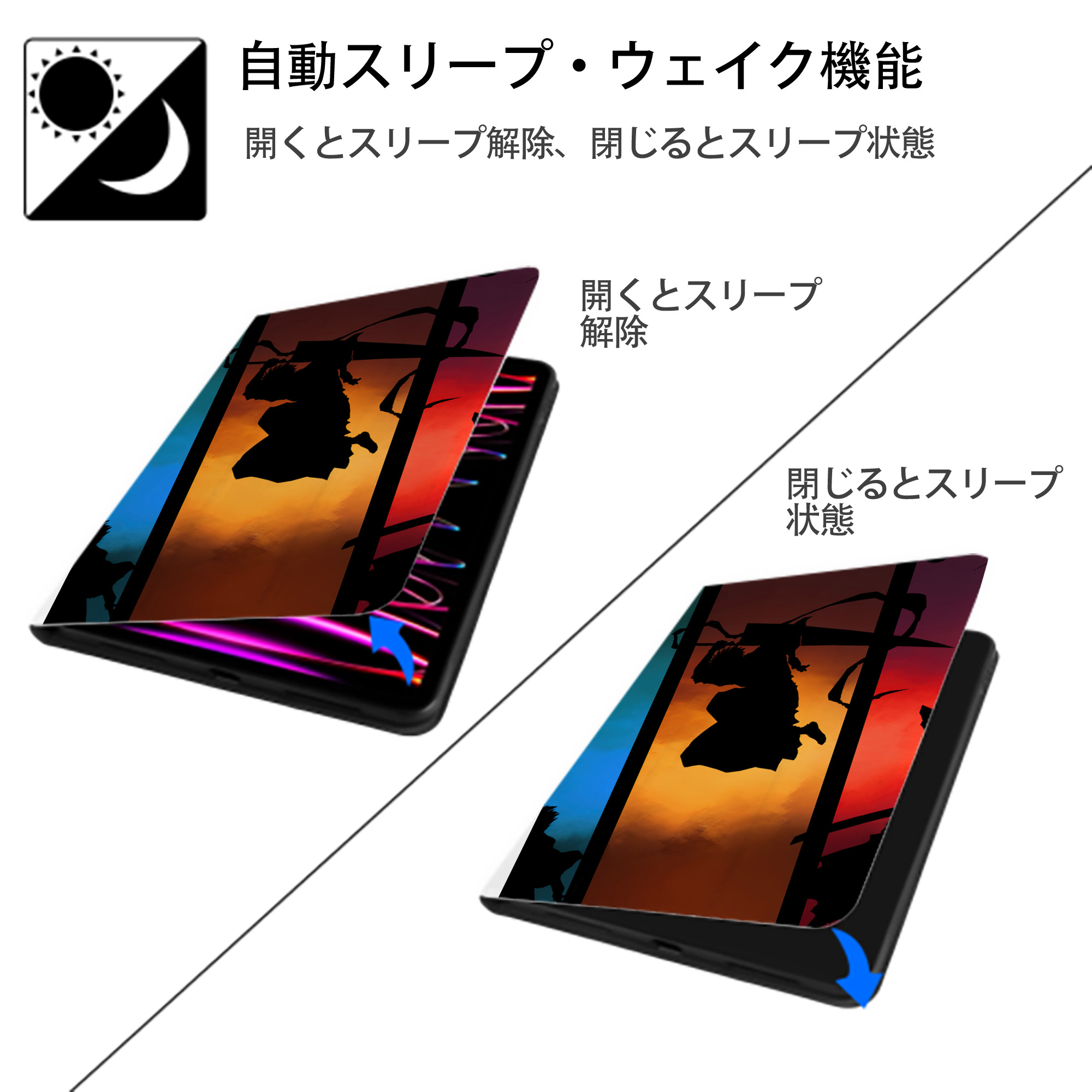ブリーチ BLEACH IPad ケース ペン収納付き 三つ折りスタンド PUレザー×シリコン 対応機種9.5/10.5/10.9インチ