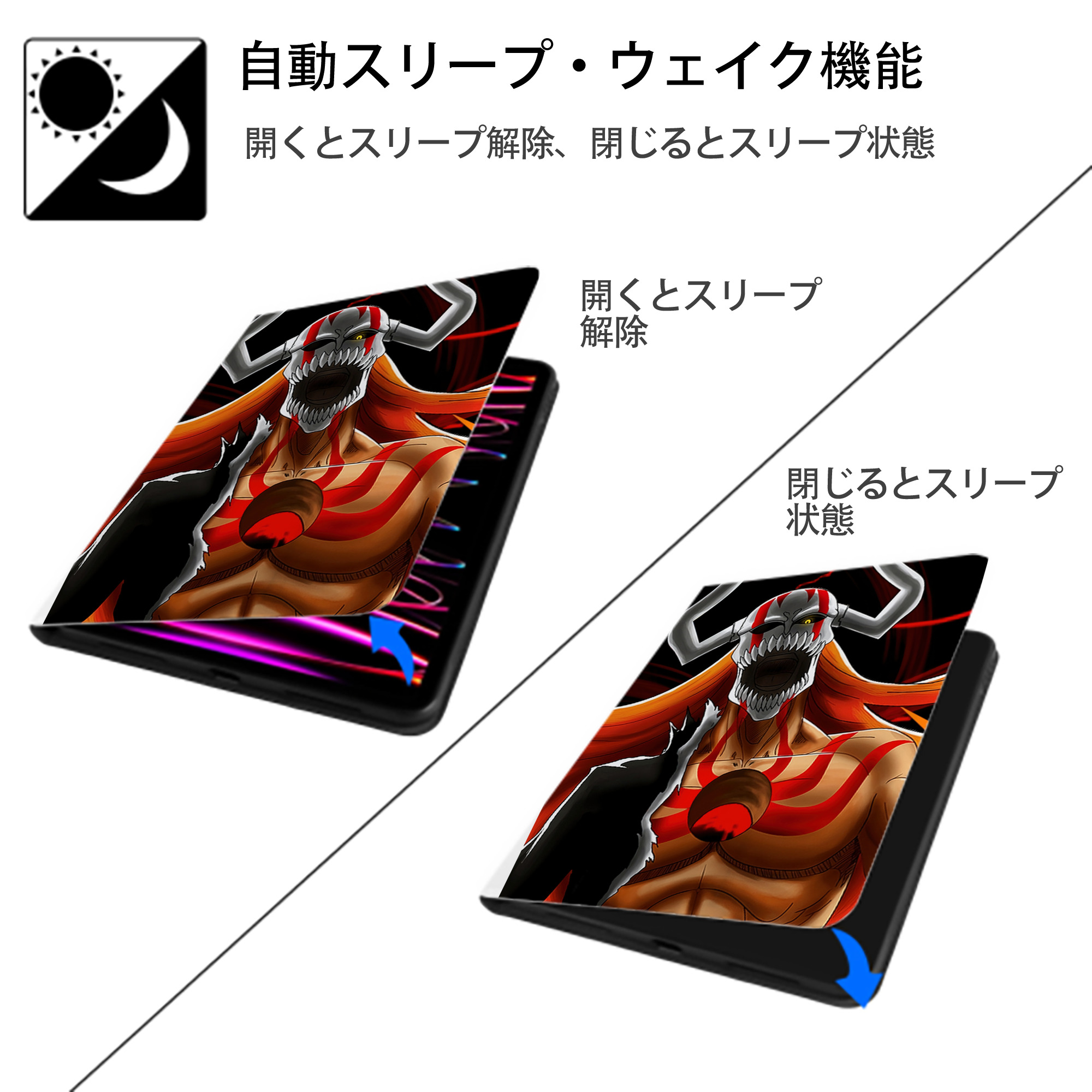 ブリーチ BLEACH IPad ケース ペン収納付き 三つ折りスタンド PUレザー×シリコン 対応機種9.5/10.5/10.9インチ