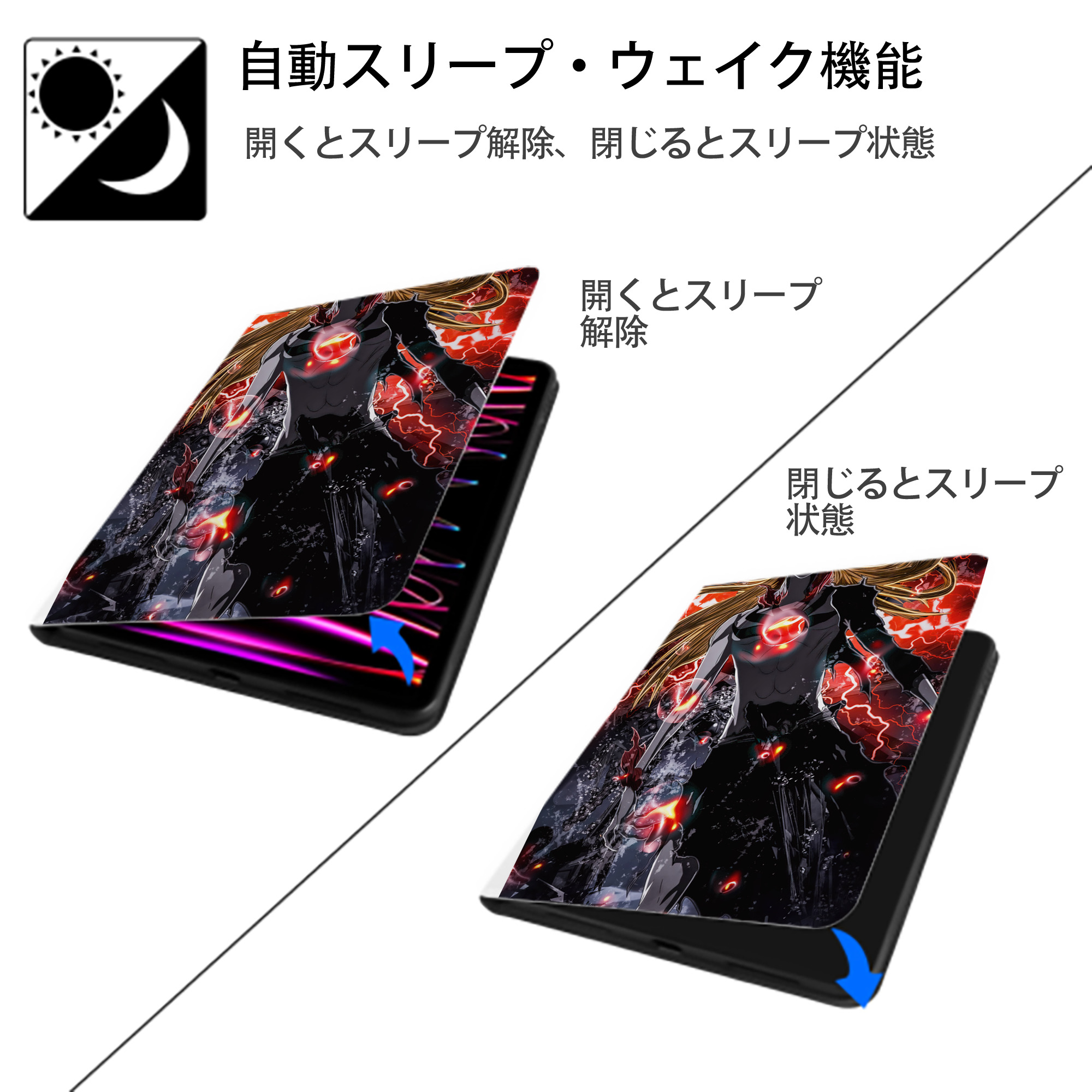 ブリーチ BLEACH IPad ケース ペン収納付き 三つ折りスタンド PUレザー×シリコン 対応機種9.5/10.5/10.9インチ