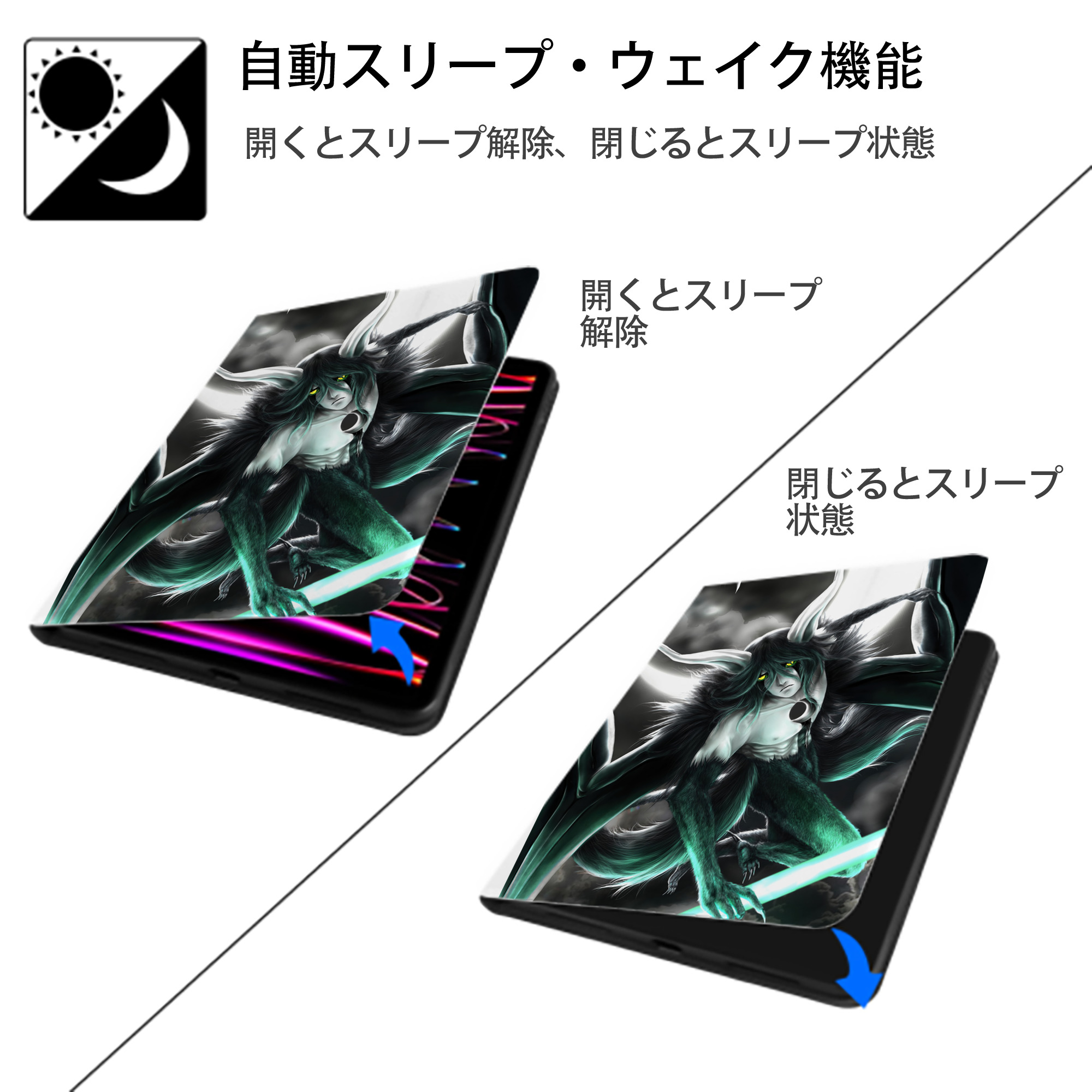 ブリーチ BLEACH IPad ケース ペン収納付き 三つ折りスタンド PUレザー×シリコン 対応機種9.5/10.5/10.9インチ