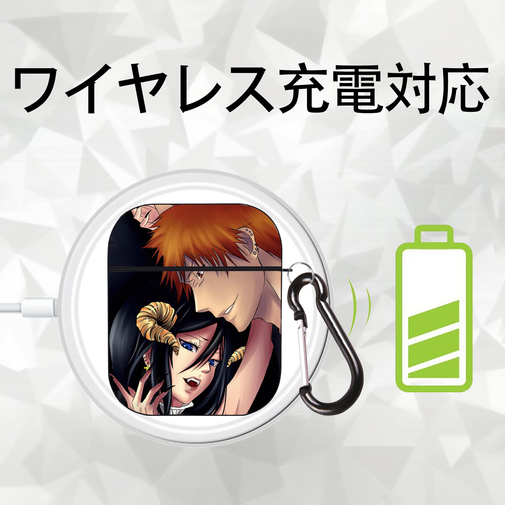 ブリーチ BLEACH AirPods 第2世代保護ケース ハードシェル ブラック 耐衝撃・防指紋・カラビナ付き