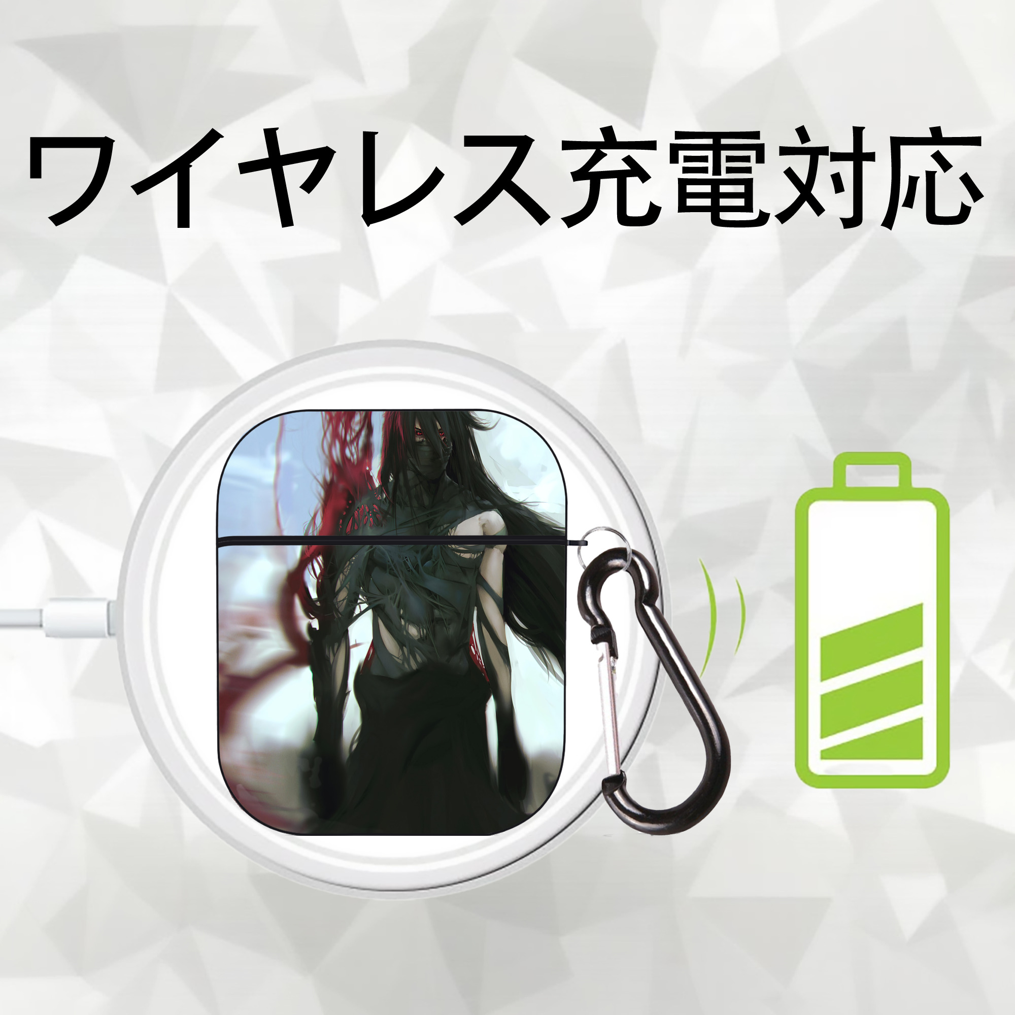 ブリーチ BLEACH AirPods 第2世代保護ケース ハードシェル ブラック 耐衝撃・防指紋・カラビナ付き