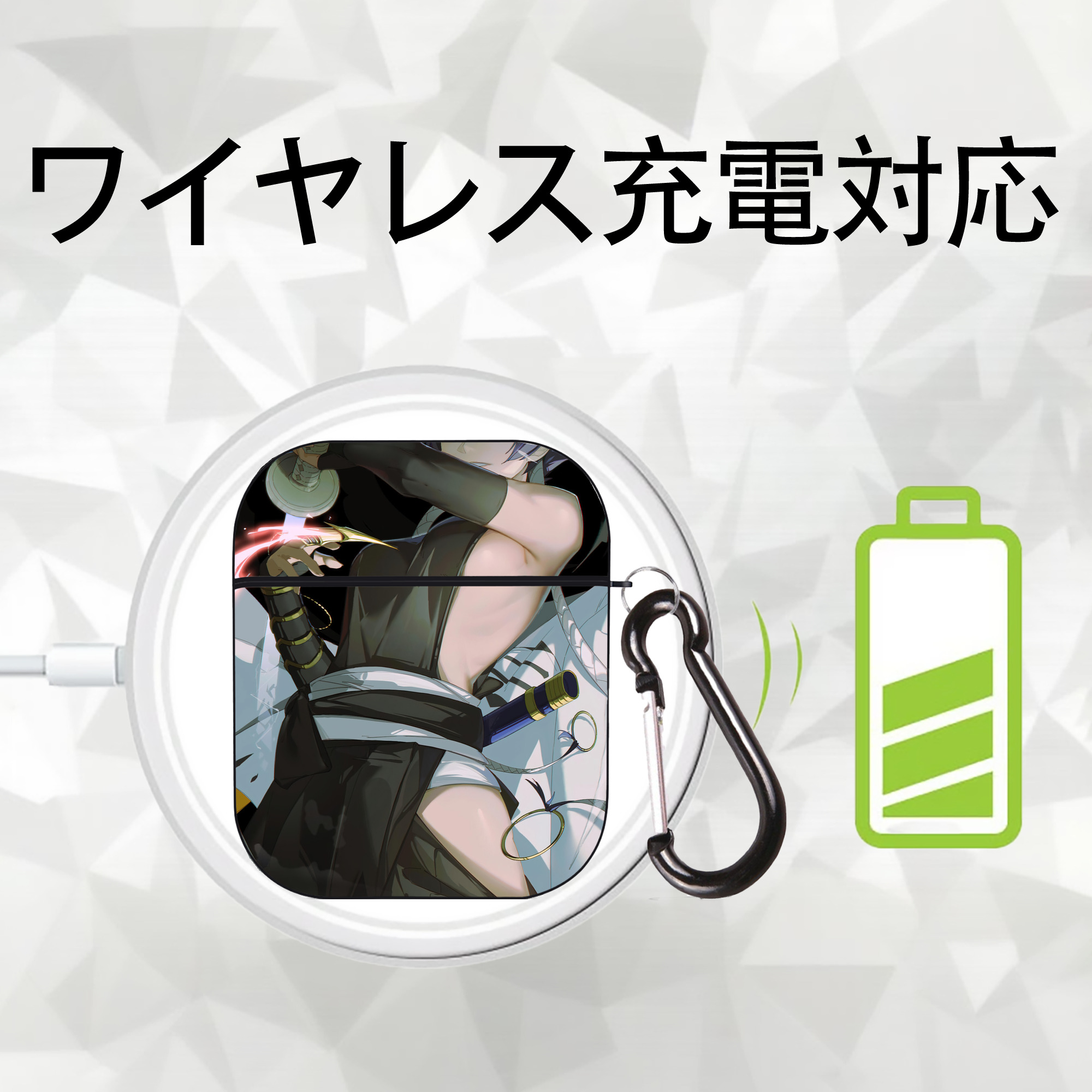 ブリーチ BLEACH AirPods 第2世代保護ケース ハードシェル ブラック 耐衝撃・防指紋・カラビナ付き