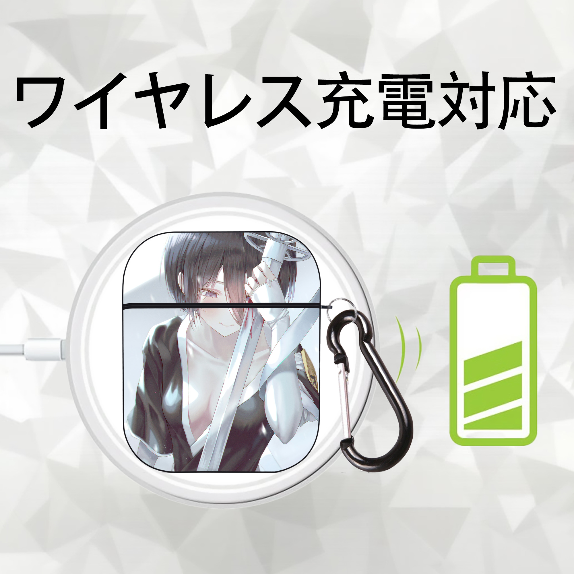 ブリーチ BLEACH AirPods 第2世代保護ケース ハードシェル ブラック 耐衝撃・防指紋・カラビナ付き