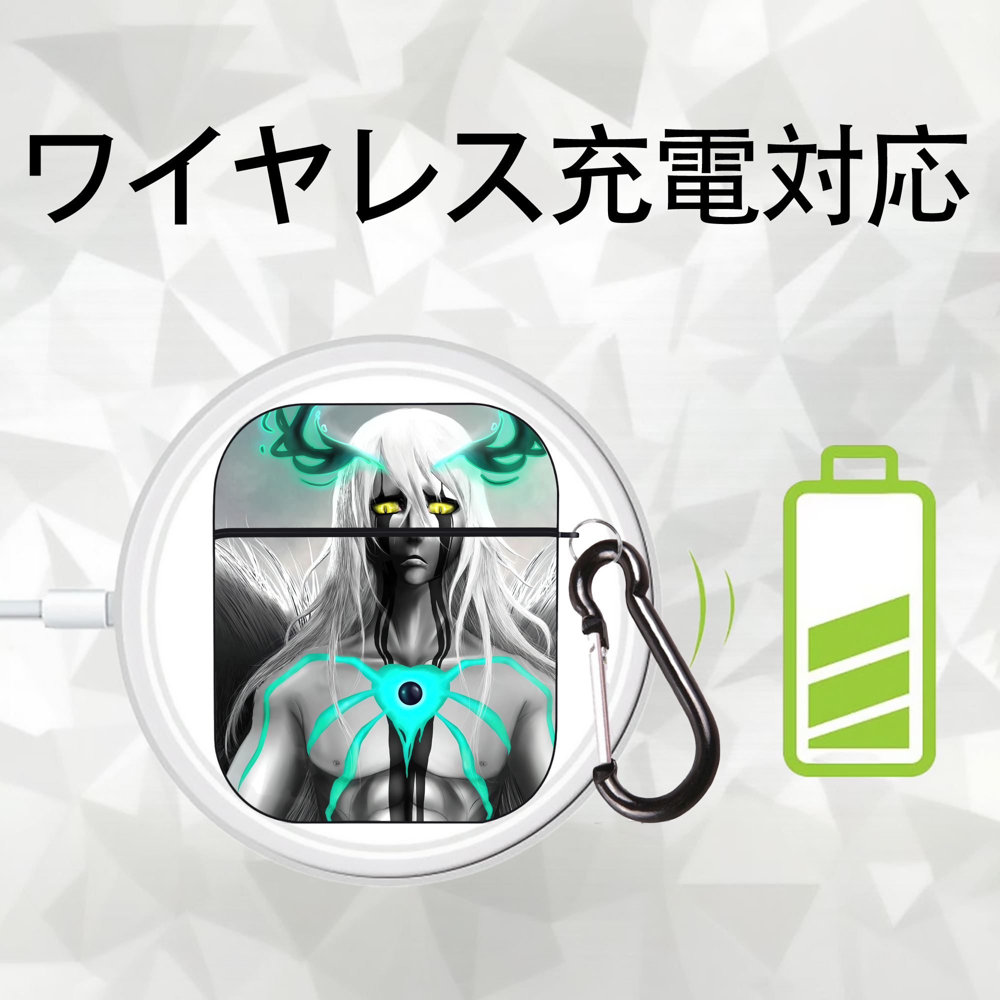 ブリーチ BLEACH AirPods 第2世代保護ケース ハードシェル ブラック 耐衝撃・防指紋・カラビナ付き