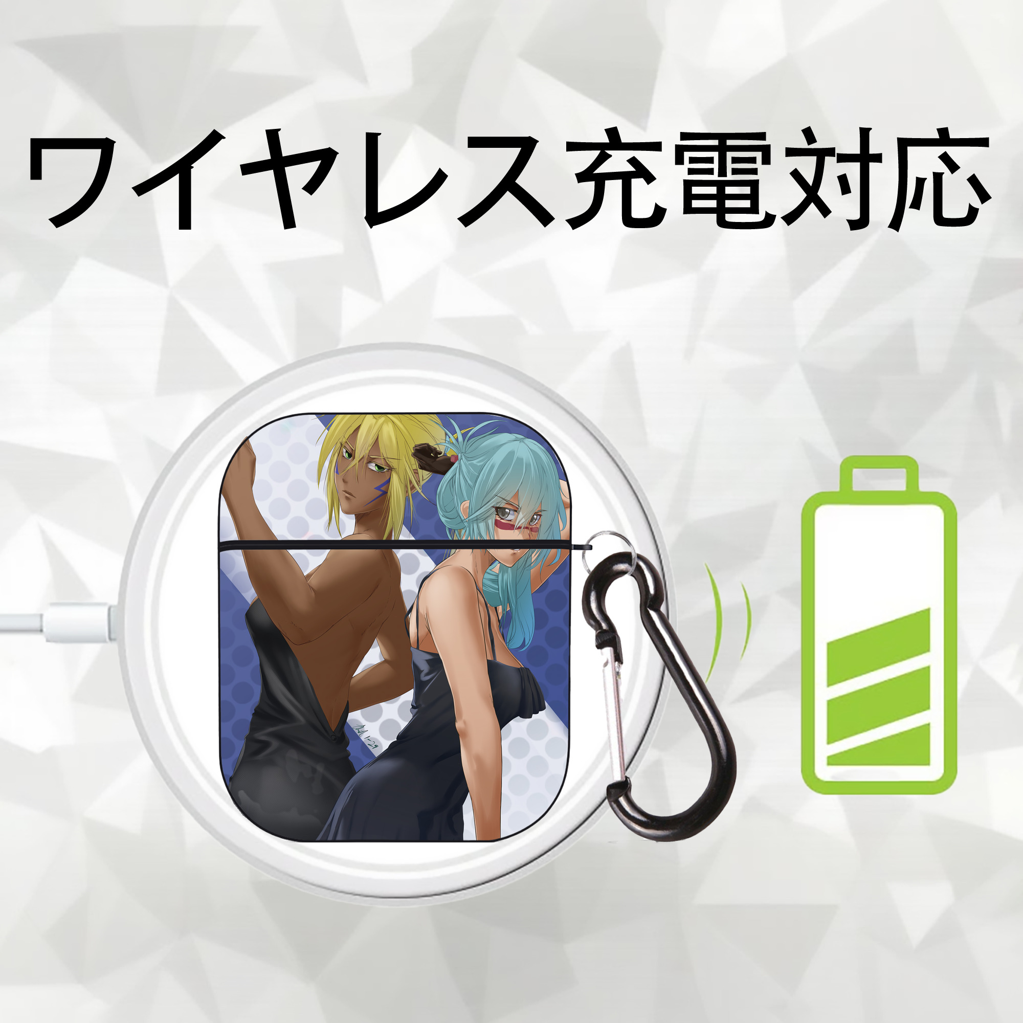 ブリーチ BLEACH AirPods 第2世代保護ケース ハードシェル ブラック 耐衝撃・防指紋・カラビナ付き