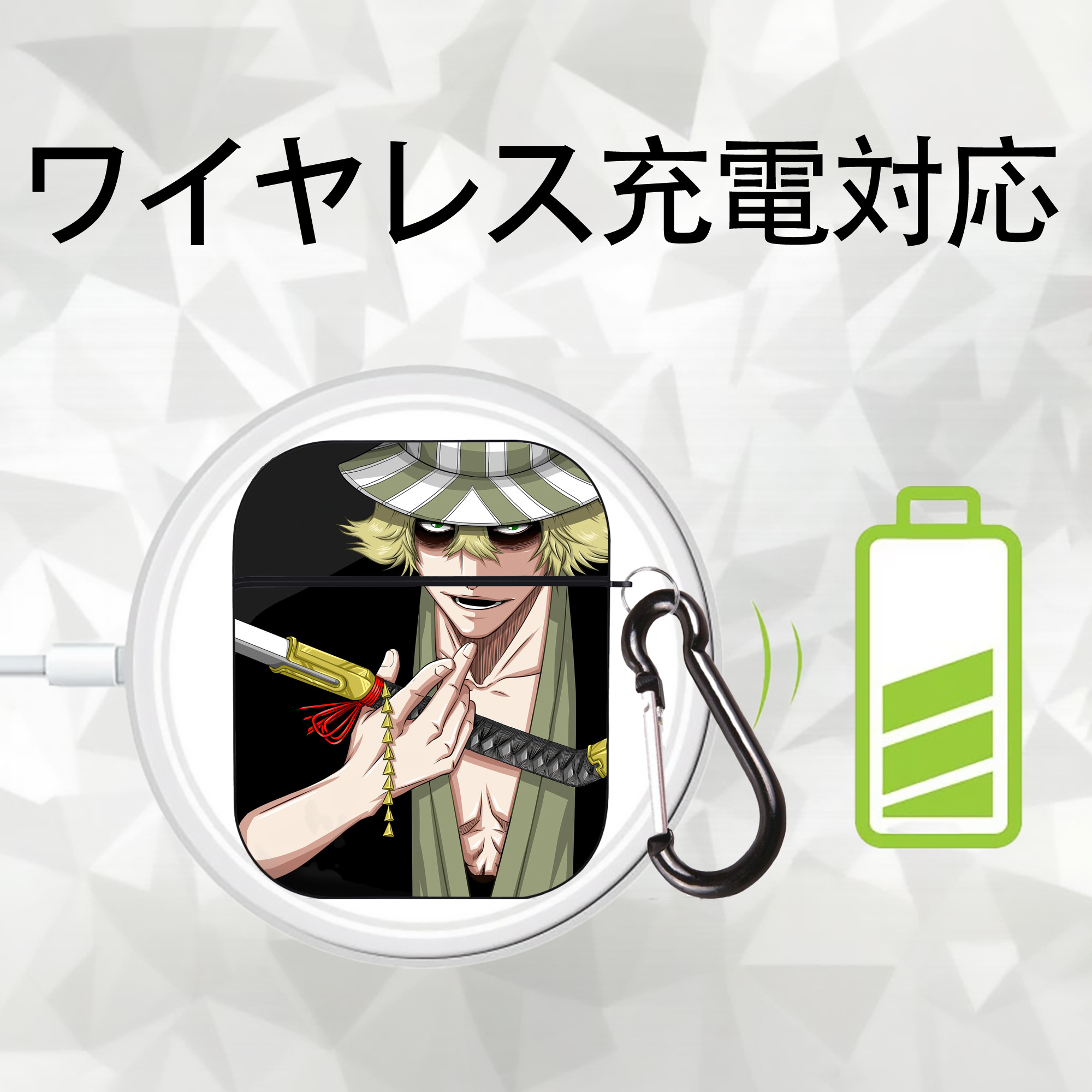 ブリーチ BLEACH AirPods 第2世代保護ケース ハードシェル ブラック 耐衝撃・防指紋・カラビナ付き