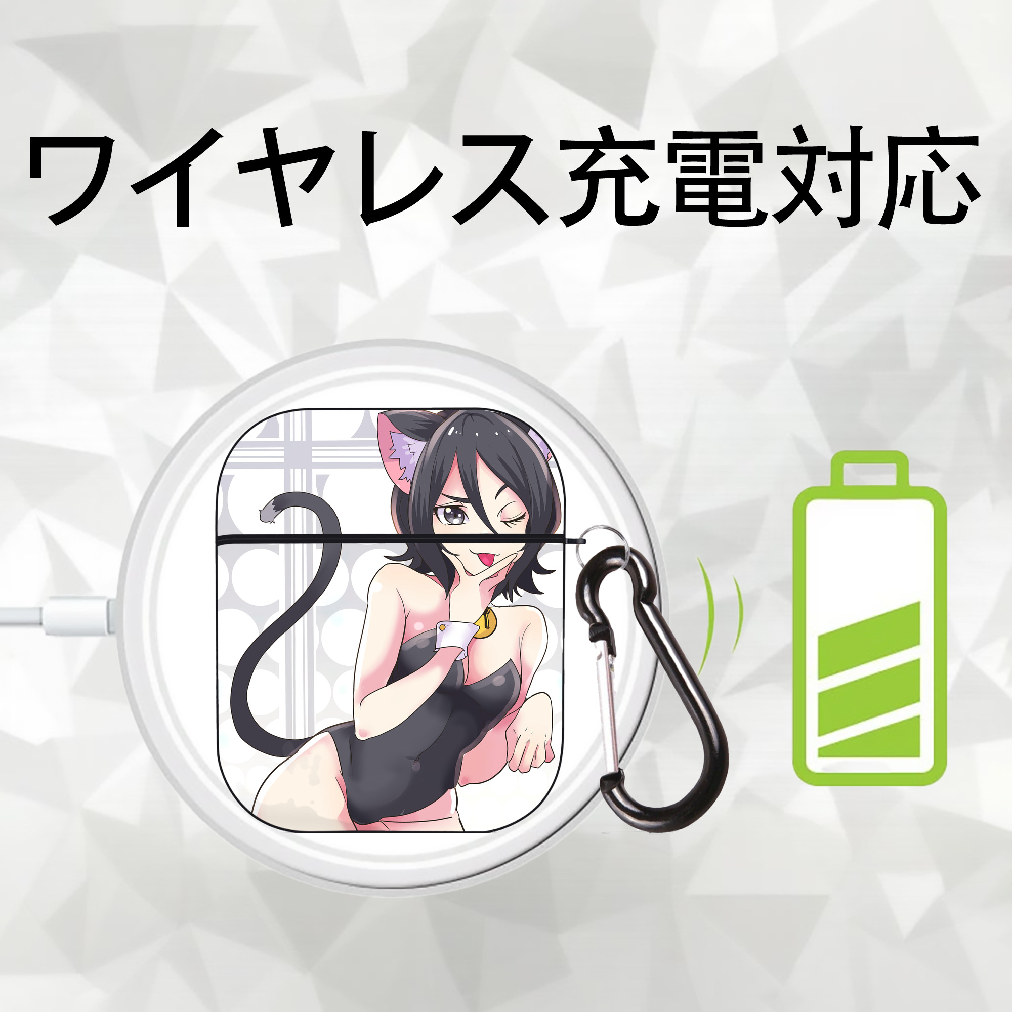 ブリーチ BLEACH AirPods 第2世代保護ケース ハードシェル ブラック 耐衝撃・防指紋・カラビナ付き
