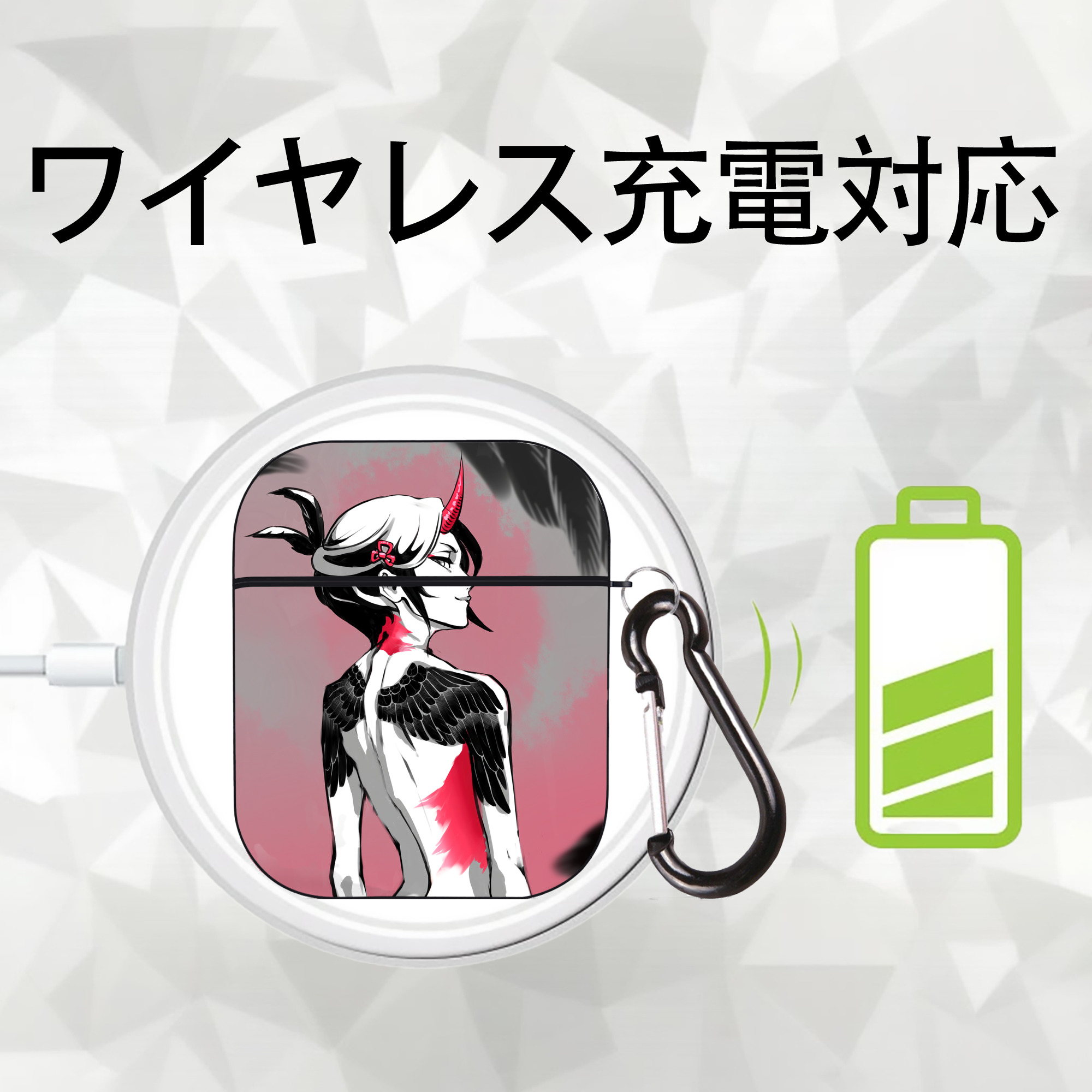 ブリーチ BLEACH AirPods 第2世代保護ケース ハードシェル ブラック 耐衝撃・防指紋・カラビナ付き