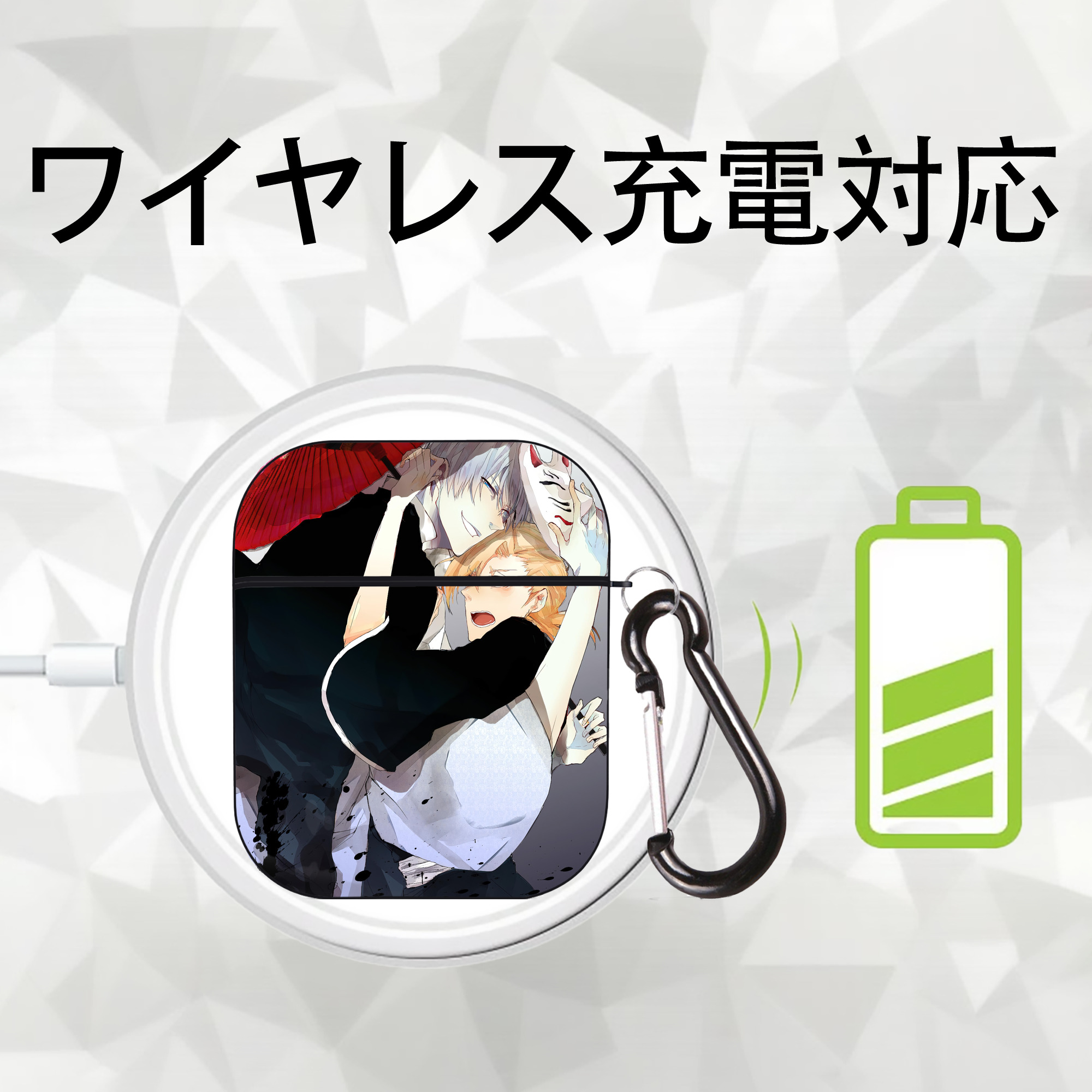 ブリーチ BLEACH AirPods 第2世代保護ケース ハードシェル ブラック 耐衝撃・防指紋・カラビナ付き