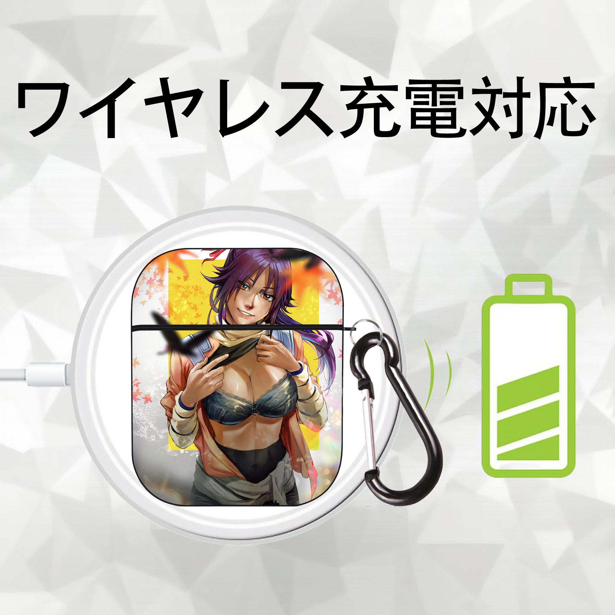 ブリーチ BLEACH AirPods 第2世代保護ケース ハードシェル ブラック 耐衝撃・防指紋・カラビナ付き