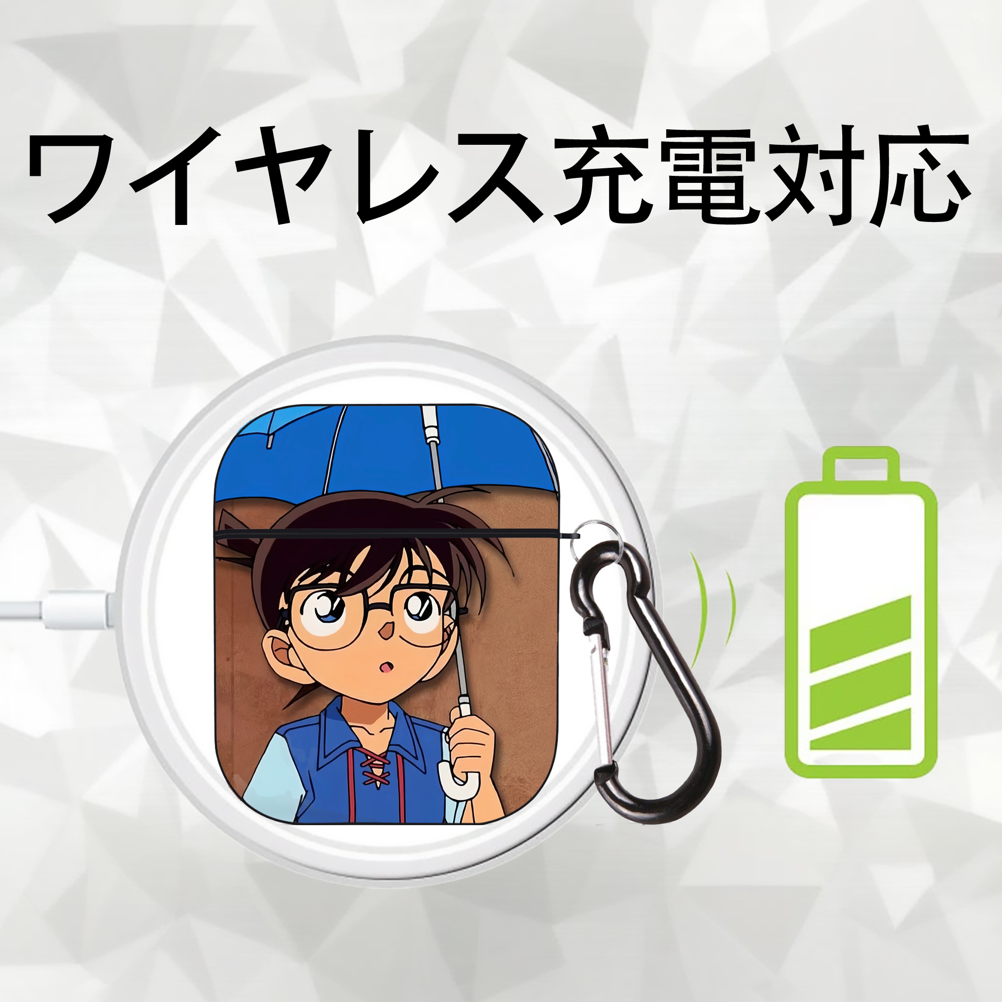 ブリーチ BLEACH AirPods 第2世代保護ケース ハードシェル ブラック 耐衝撃・防指紋・カラビナ付き
