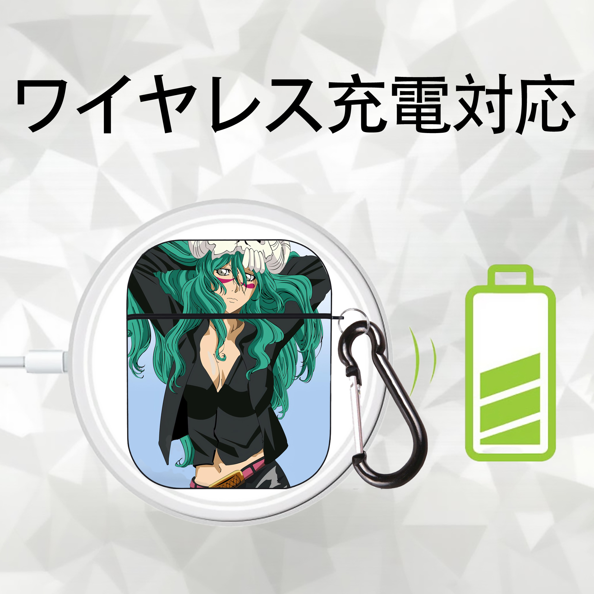 ブリーチ BLEACH AirPods 第2世代保護ケース ハードシェル ブラック 耐衝撃・防指紋・カラビナ付き