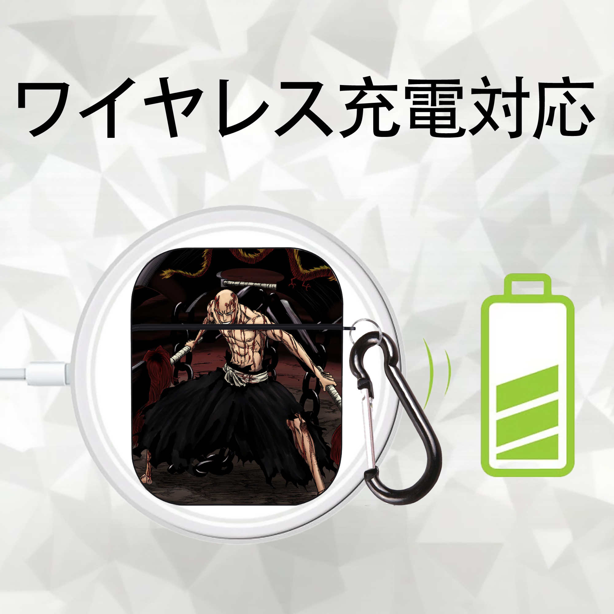 ブリーチ BLEACH AirPods 第2世代保護ケース ハードシェル ブラック 耐衝撃・防指紋・カラビナ付き
