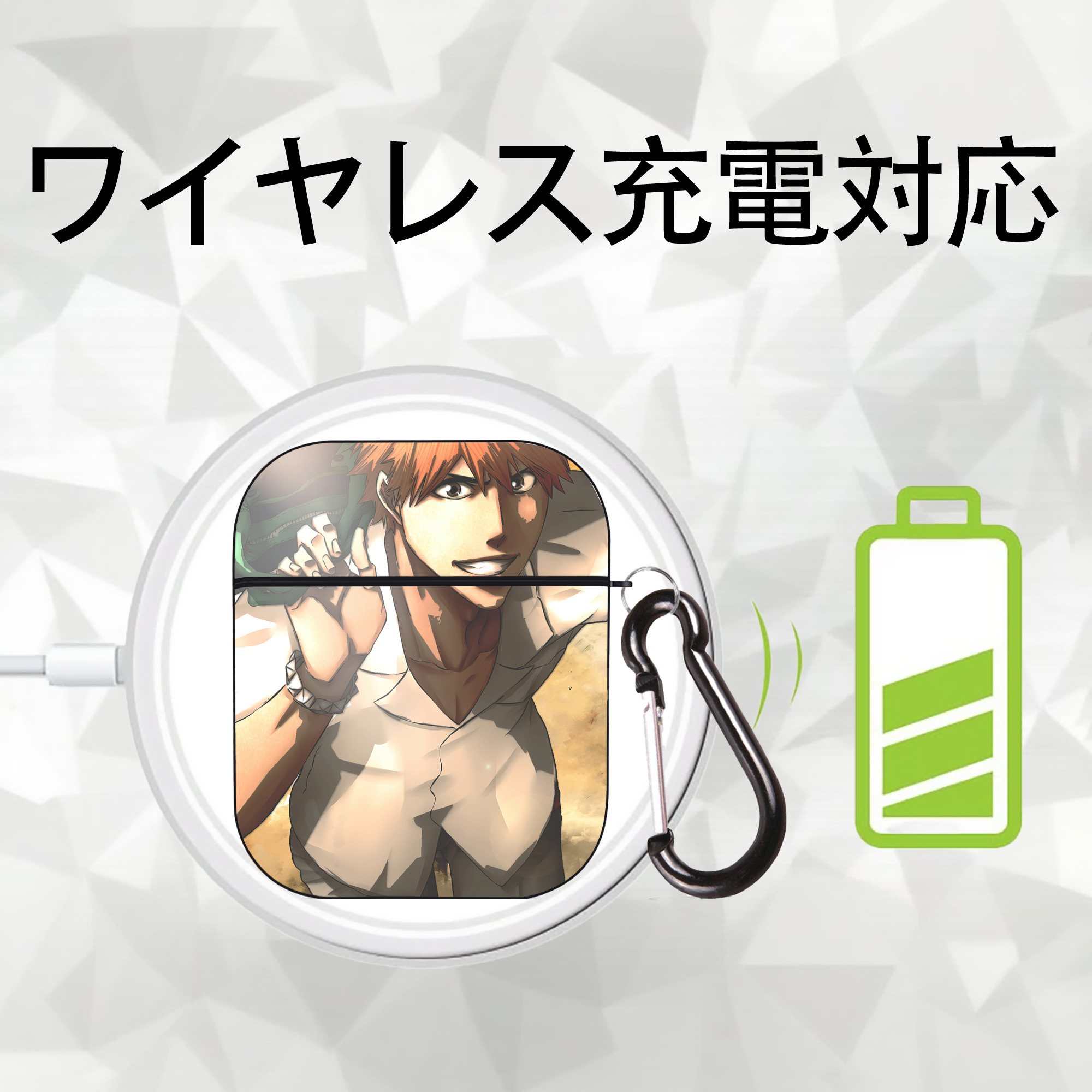 ブリーチ BLEACH AirPods 第2世代保護ケース ハードシェル ブラック 耐衝撃・防指紋・カラビナ付き