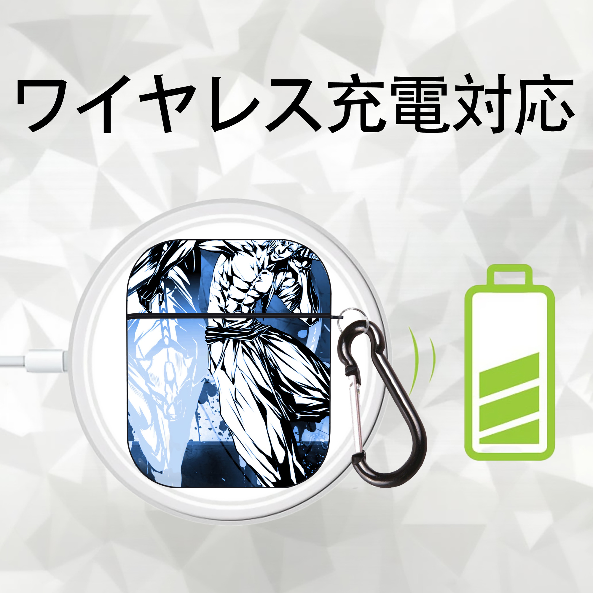 ブリーチ BLEACH AirPods 第2世代保護ケース ハードシェル ブラック 耐衝撃・防指紋・カラビナ付き