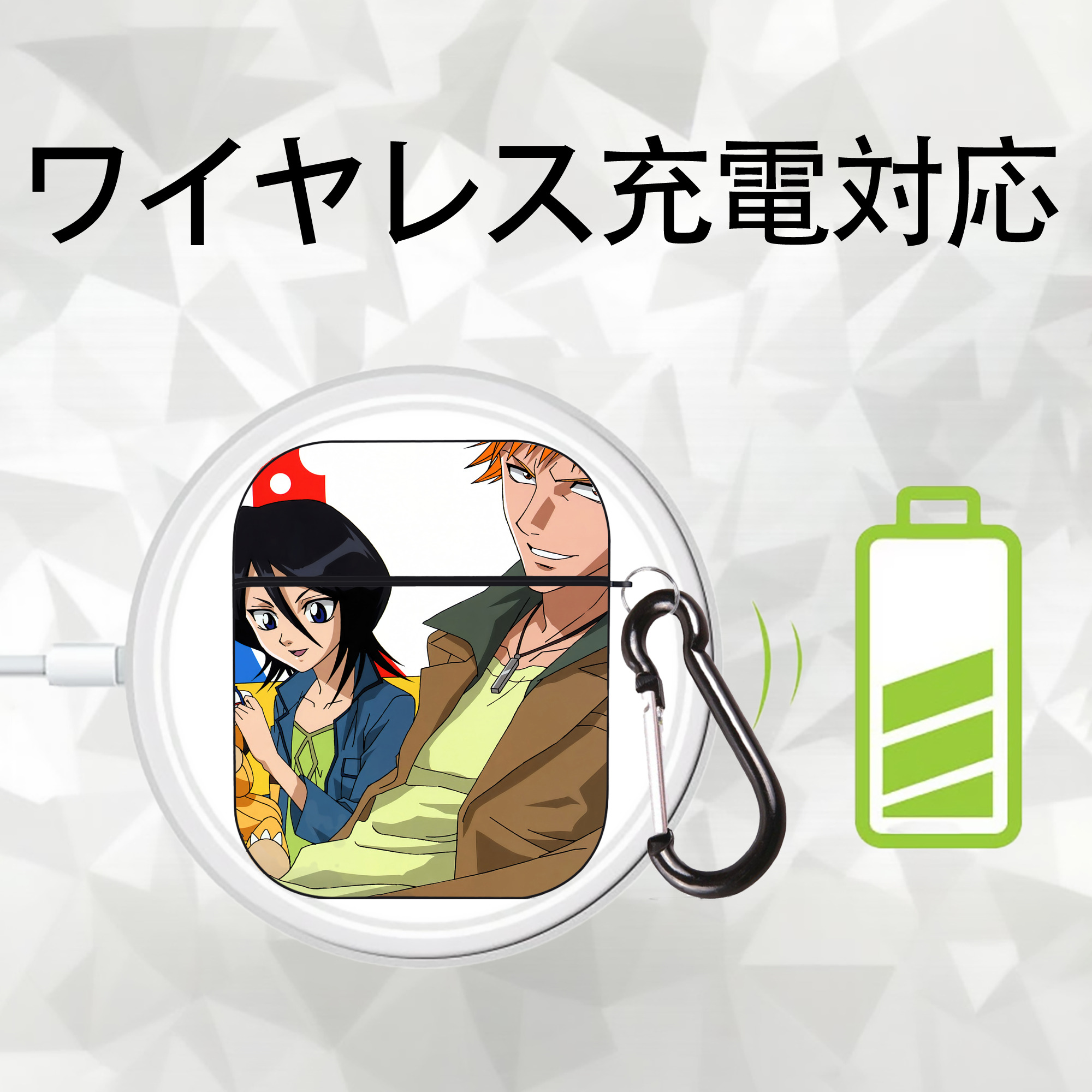 ブリーチ BLEACH AirPods 第2世代保護ケース ハードシェル ブラック 耐衝撃・防指紋・カラビナ付き