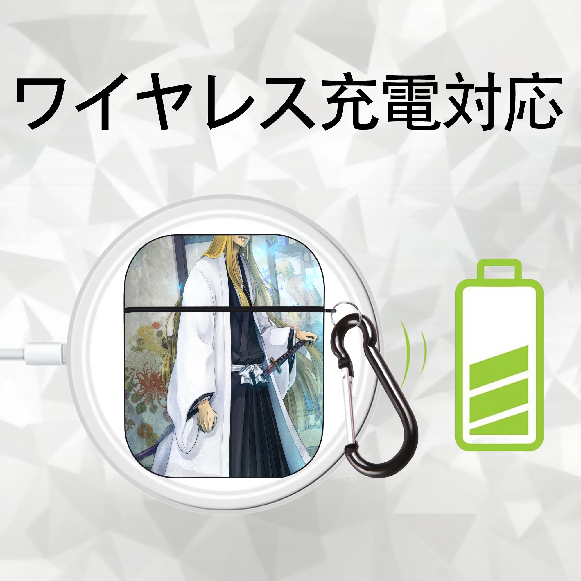 ブリーチ BLEACH AirPods 第2世代保護ケース ハードシェル ブラック 耐衝撃・防指紋・カラビナ付き
