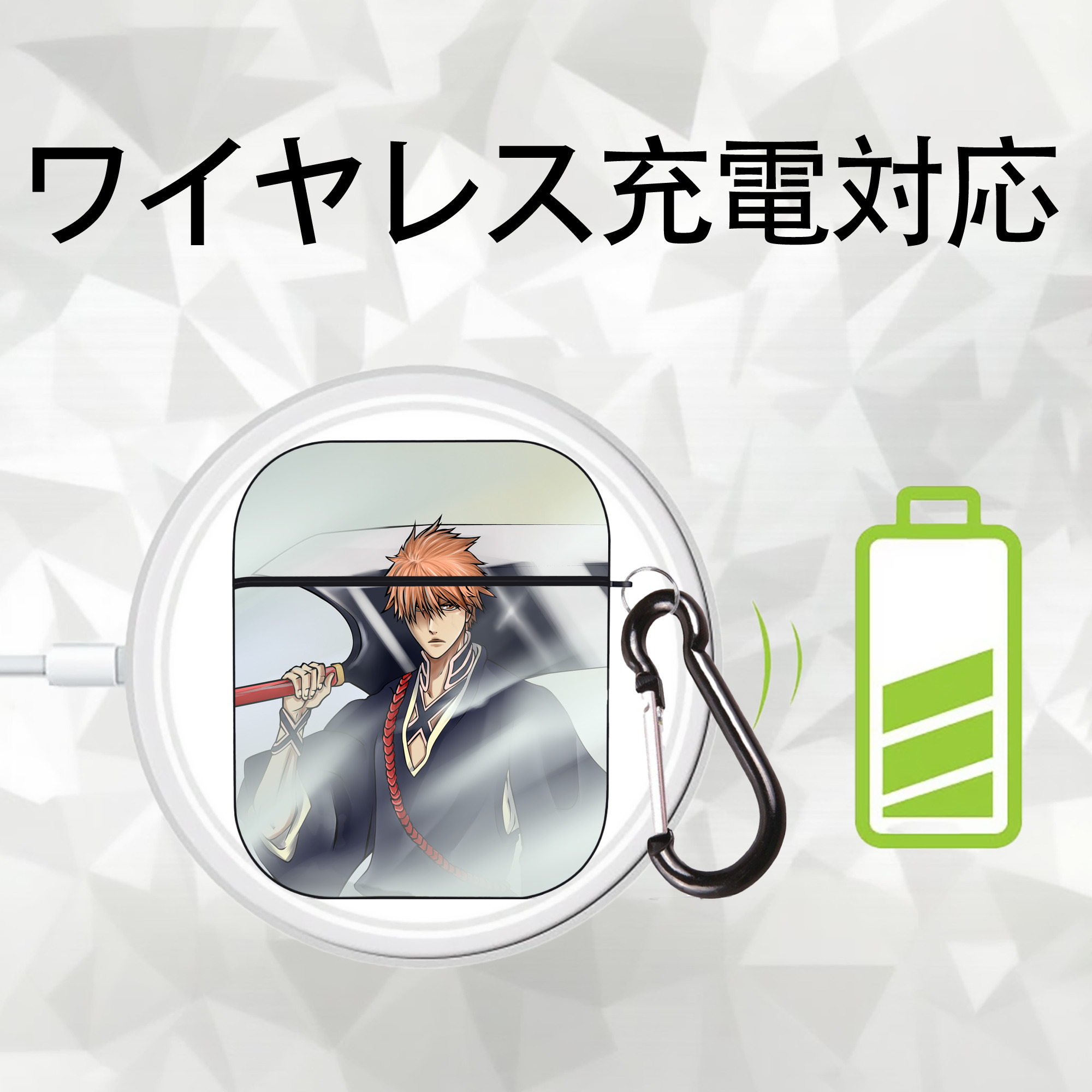 ブリーチ BLEACH AirPods 第2世代保護ケース ハードシェル ブラック 耐衝撃・防指紋・カラビナ付き