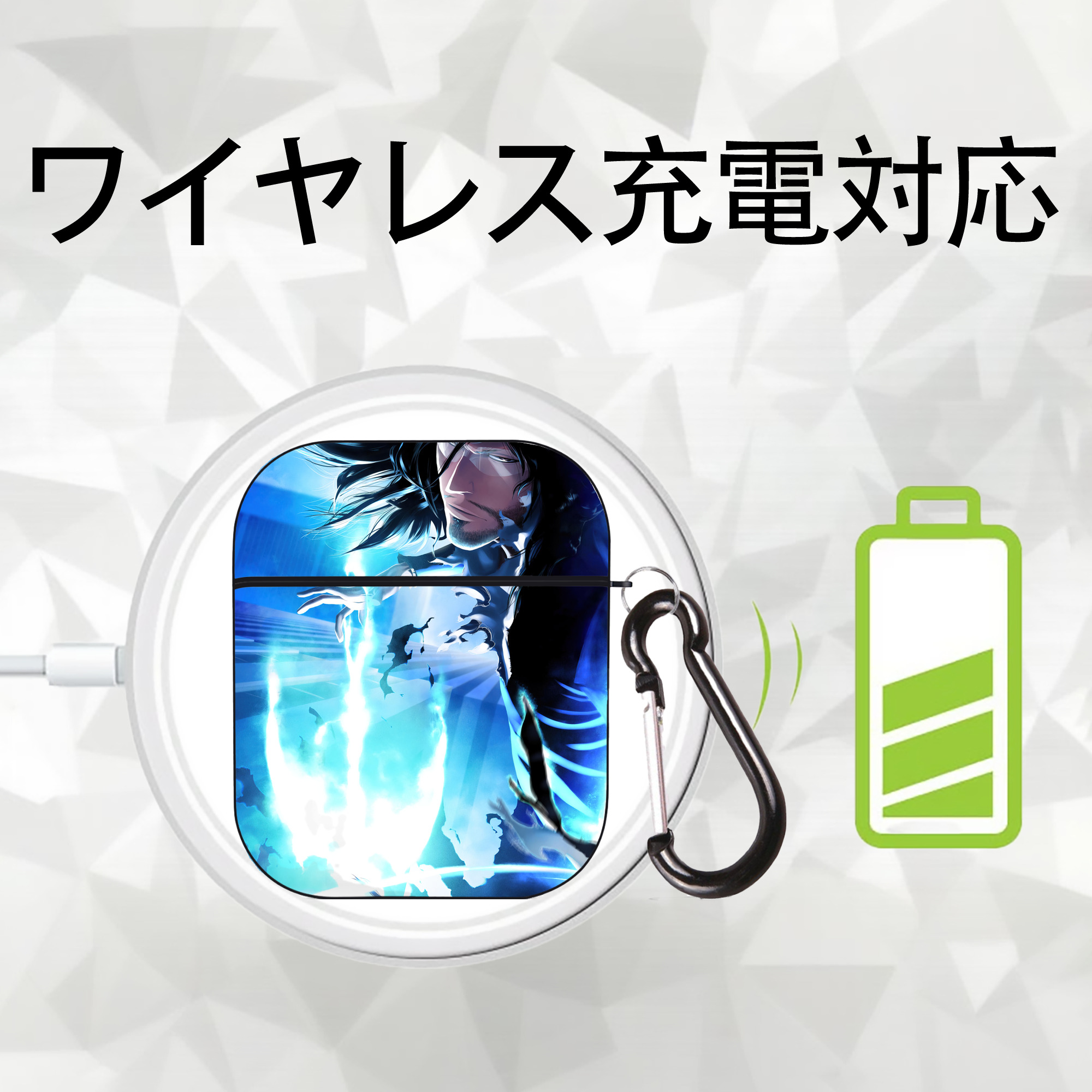 ブリーチ BLEACH AirPods 第2世代保護ケース ハードシェル ブラック 耐衝撃・防指紋・カラビナ付き