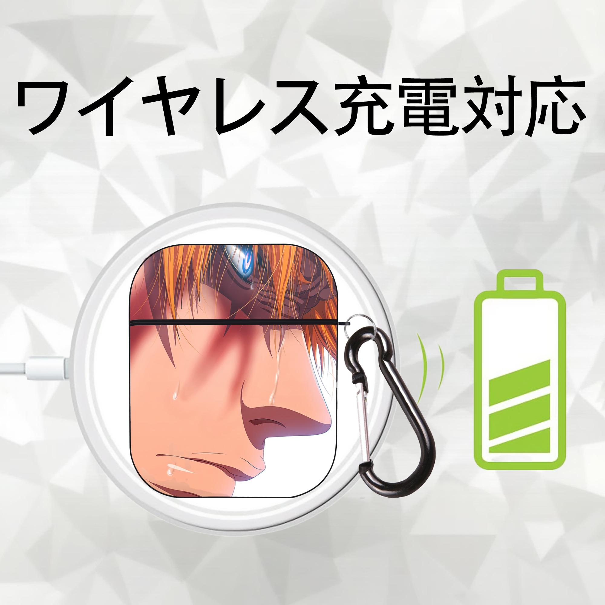 ブリーチ BLEACH AirPods 第2世代保護ケース ハードシェル ブラック 耐衝撃・防指紋・カラビナ付き