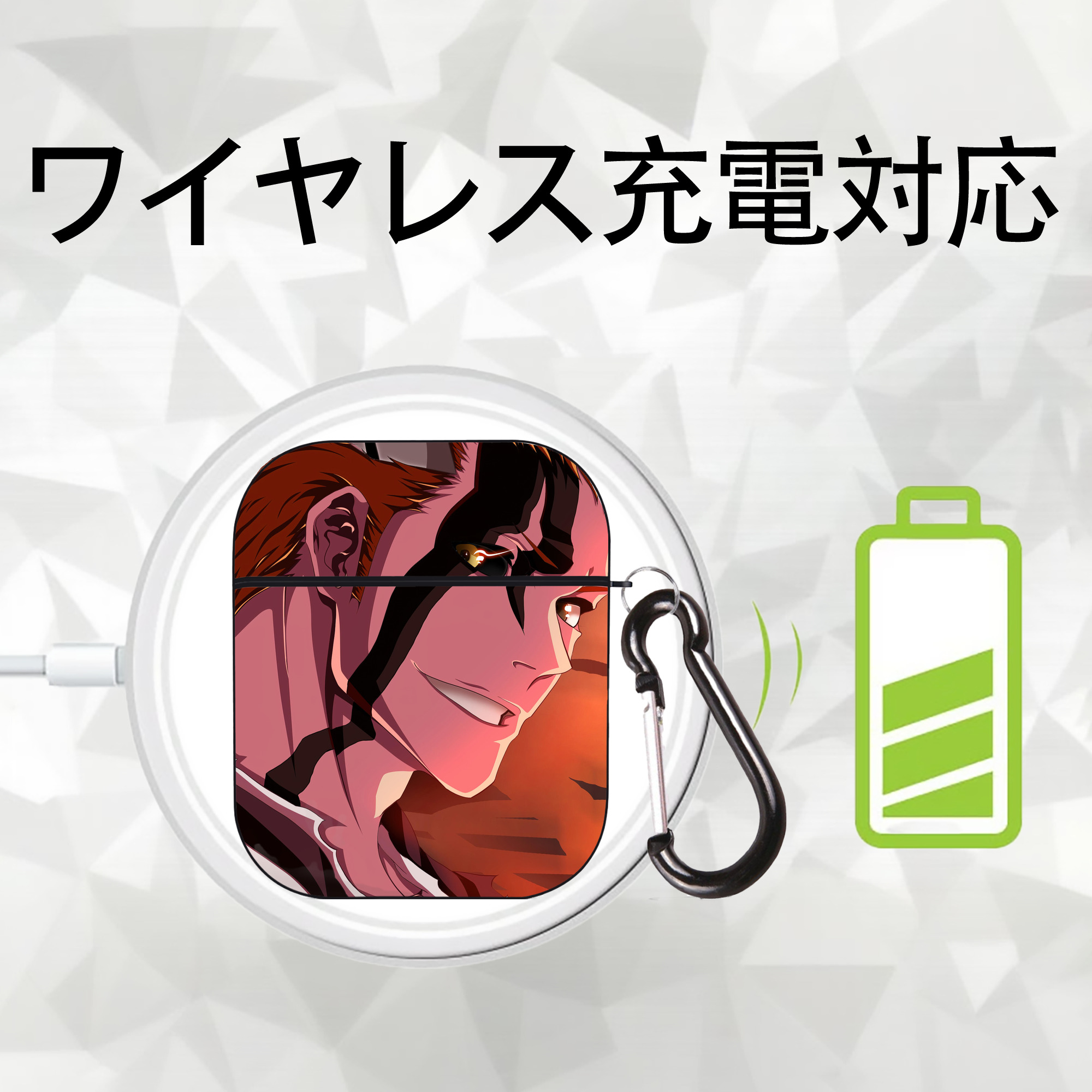 ブリーチ BLEACH AirPods 第2世代保護ケース ハードシェル ブラック 耐衝撃・防指紋・カラビナ付き