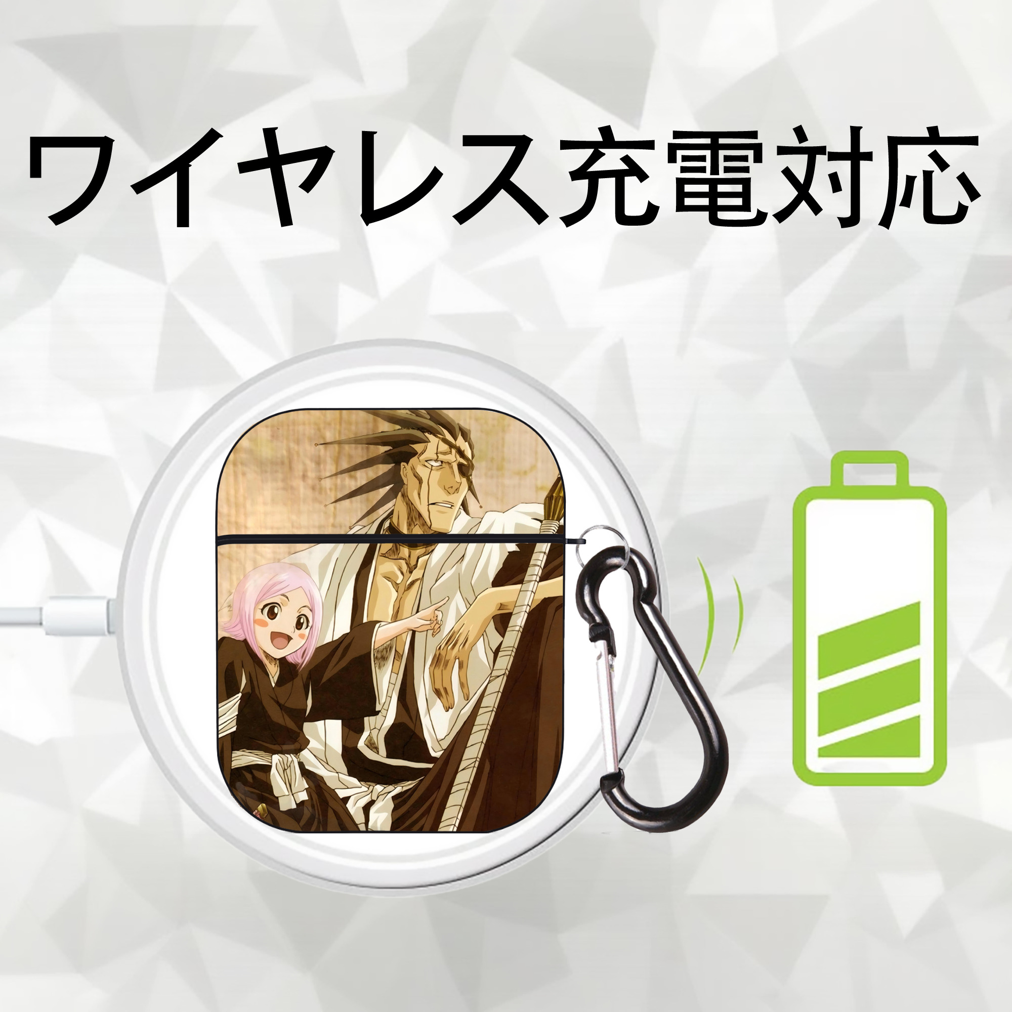 ブリーチ BLEACH AirPods 第2世代保護ケース ハードシェル ブラック 耐衝撃・防指紋・カラビナ付き