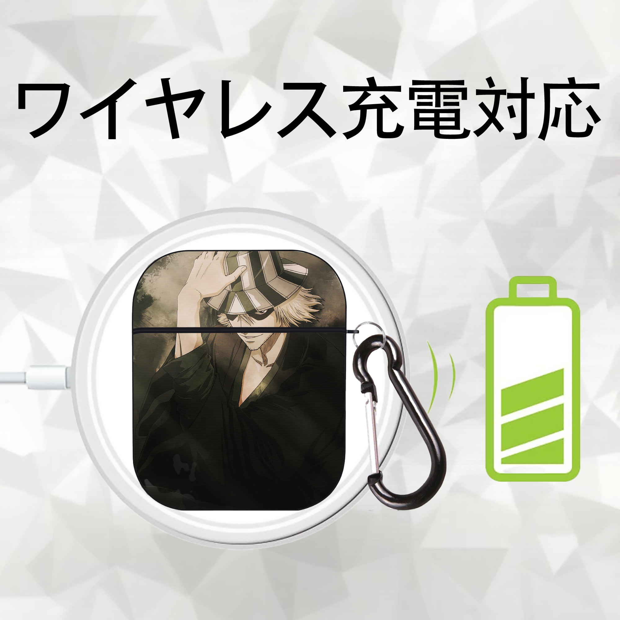 ブリーチ BLEACH AirPods 第2世代保護ケース ハードシェル ブラック 耐衝撃・防指紋・カラビナ付き