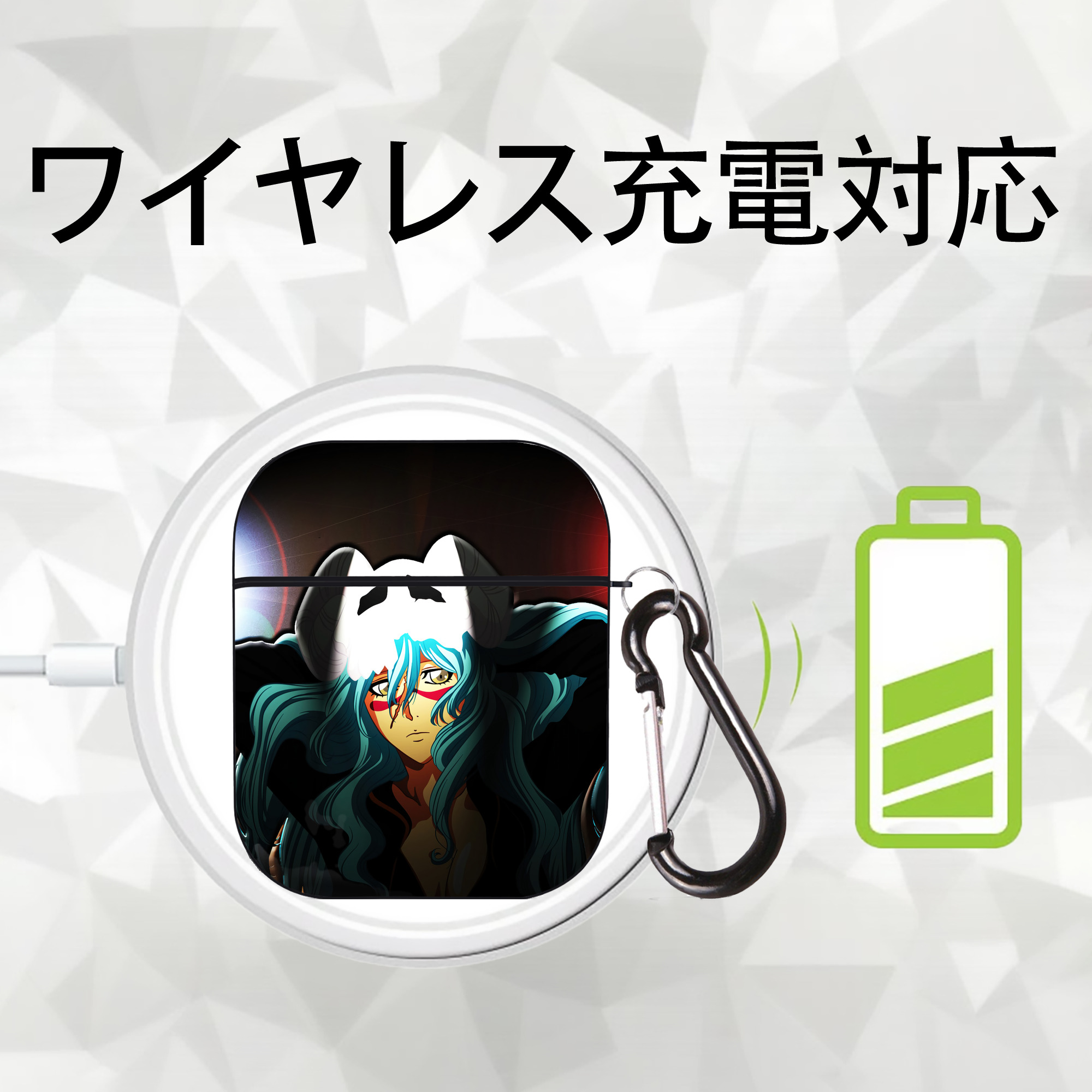 ブリーチ BLEACH AirPods 第2世代保護ケース ハードシェル ブラック 耐衝撃・防指紋・カラビナ付き