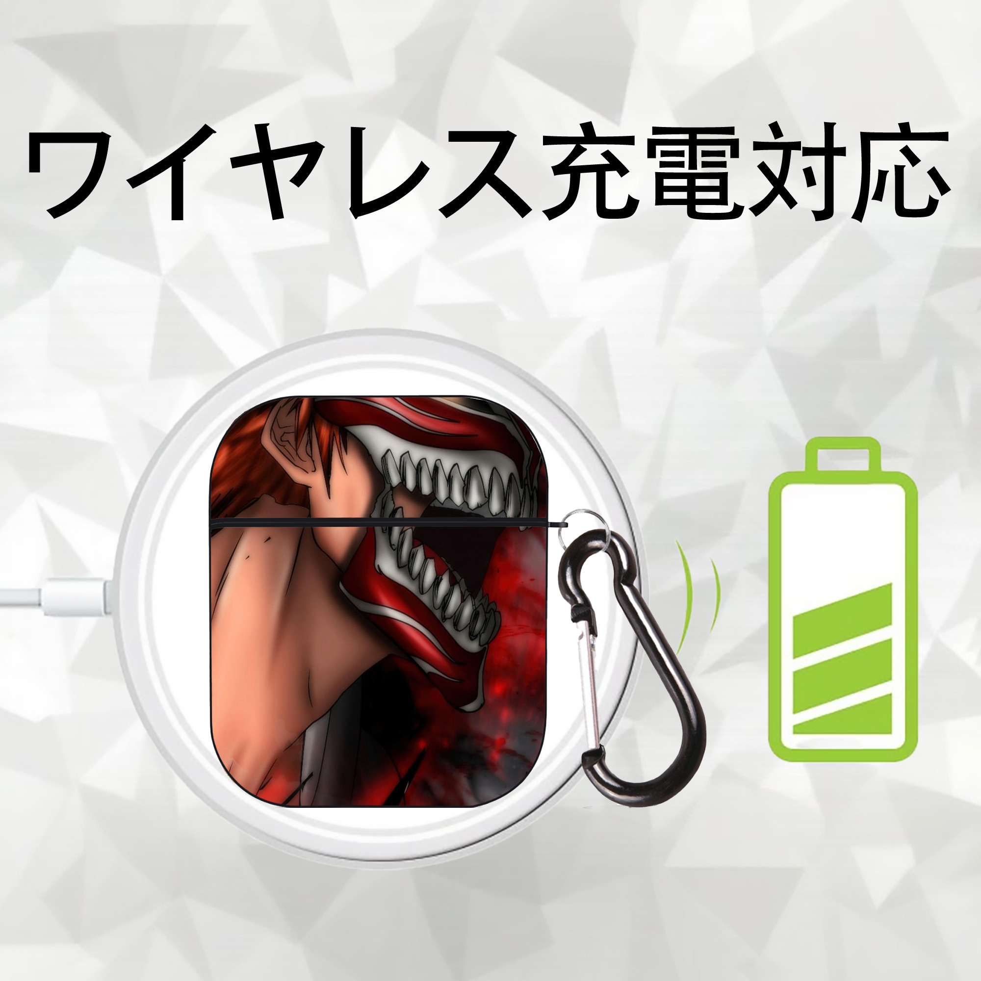 ブリーチ BLEACH AirPods 第2世代保護ケース ハードシェル ブラック 耐衝撃・防指紋・カラビナ付き