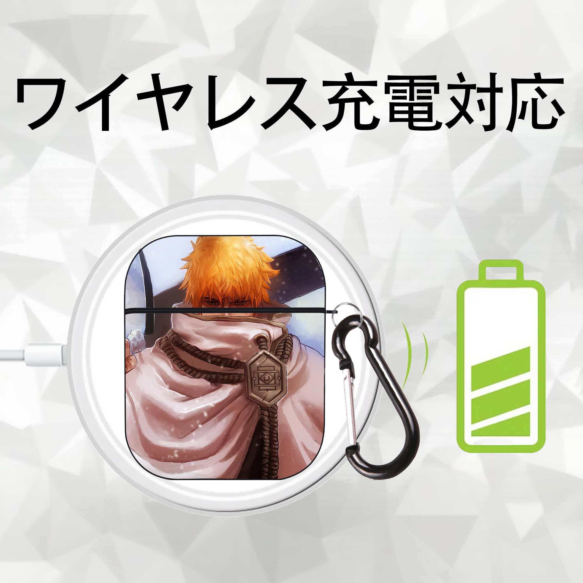 ブリーチ BLEACH AirPods 第2世代保護ケース ハードシェル ブラック 耐衝撃・防指紋・カラビナ付き