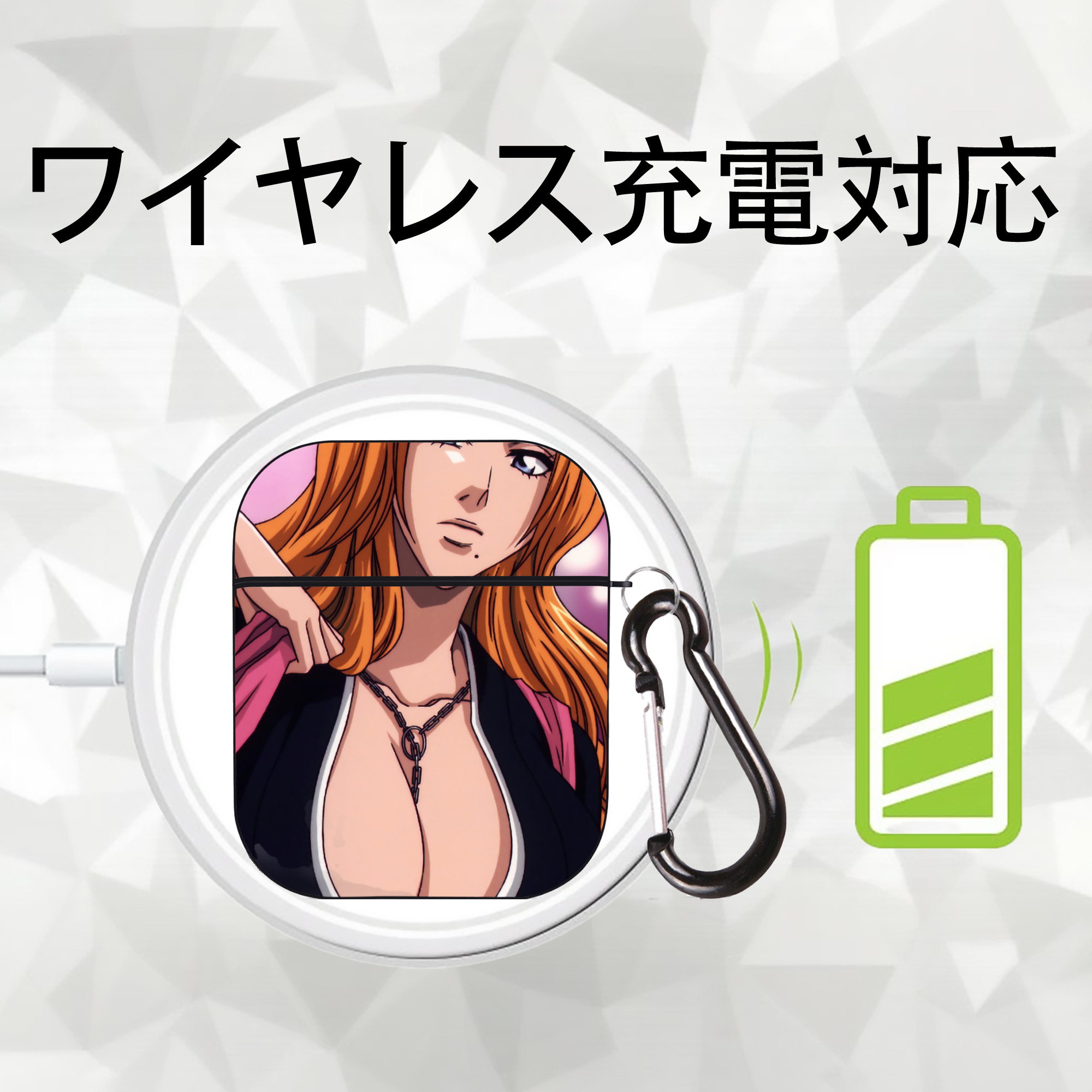 ブリーチ BLEACH AirPods 第2世代保護ケース ハードシェル ブラック 耐衝撃・防指紋・カラビナ付き