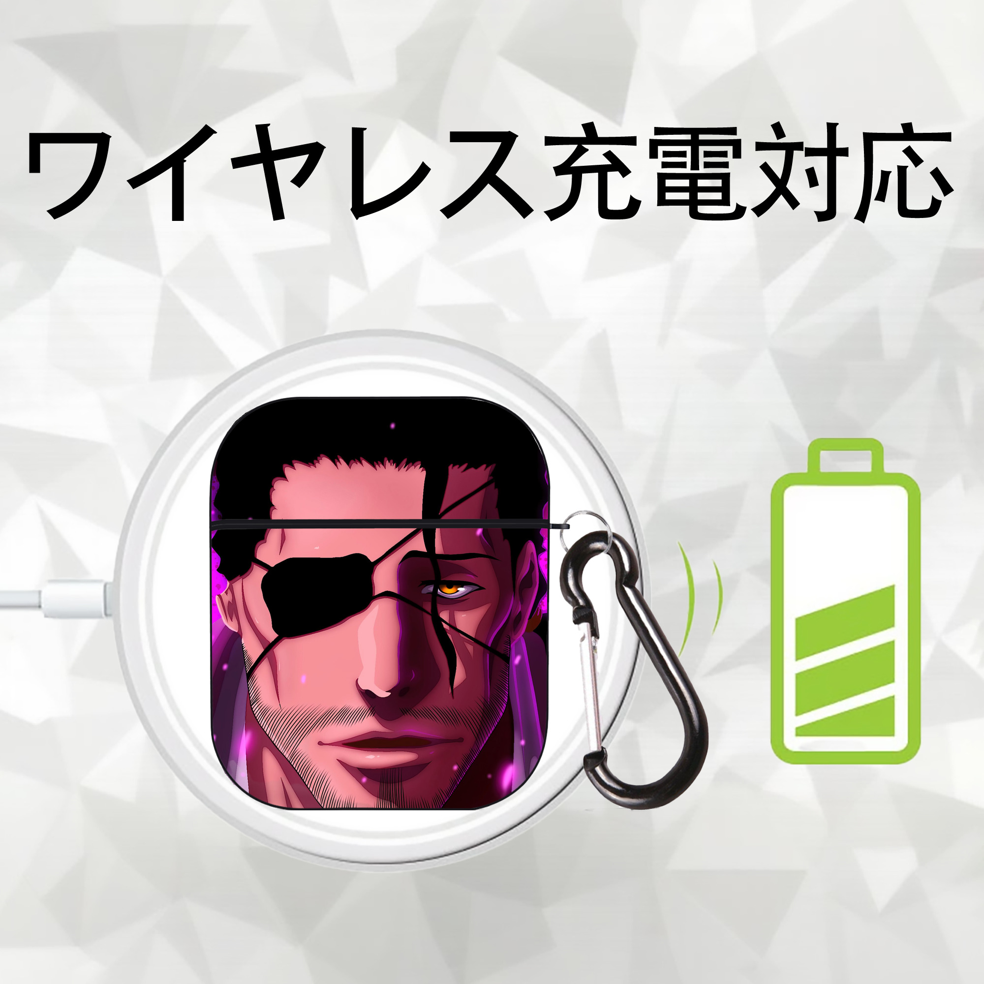 ブリーチ BLEACH AirPods 第2世代保護ケース ハードシェル ブラック 耐衝撃・防指紋・カラビナ付き