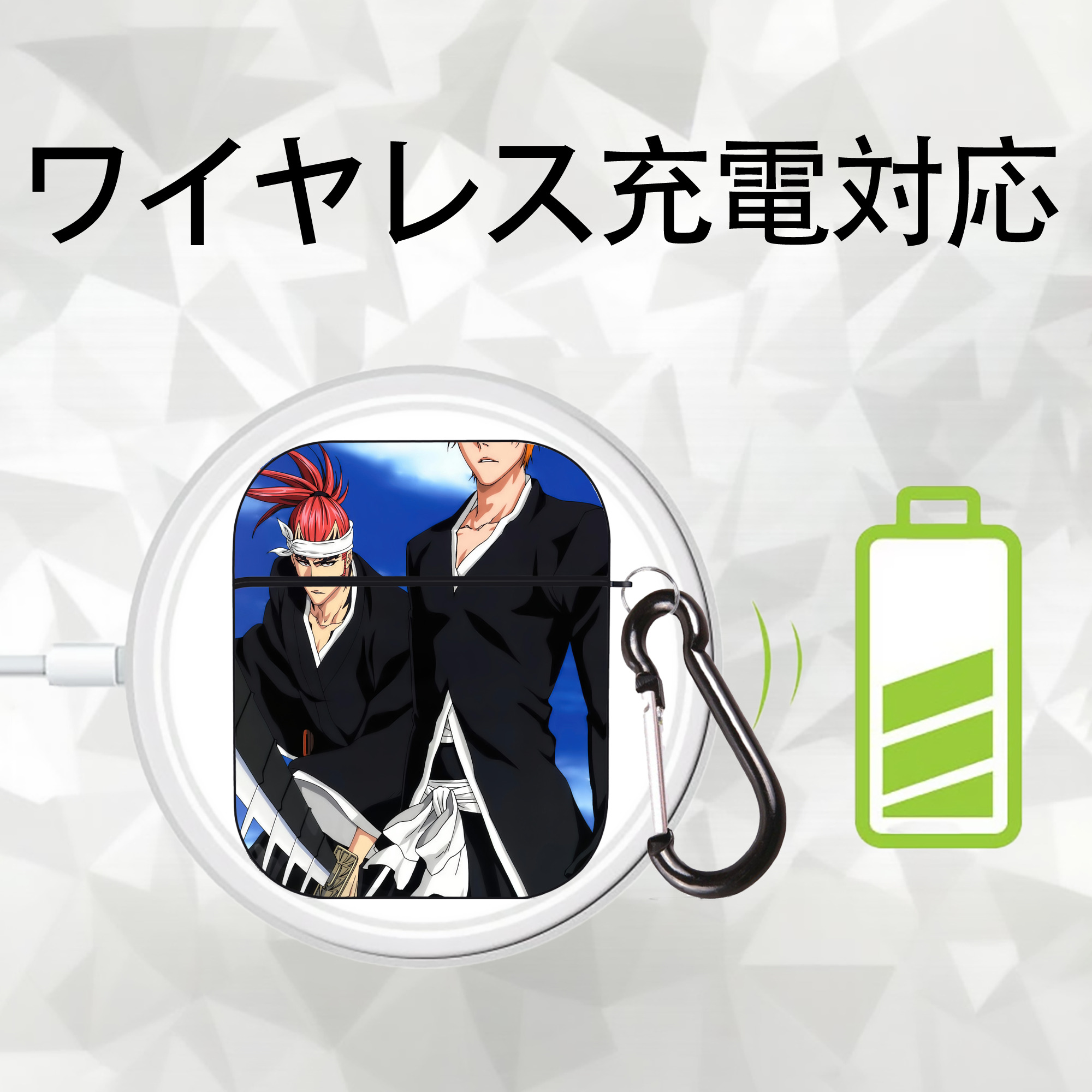 ブリーチ BLEACH AirPods 第2世代保護ケース ハードシェル ブラック 耐衝撃・防指紋・カラビナ付き