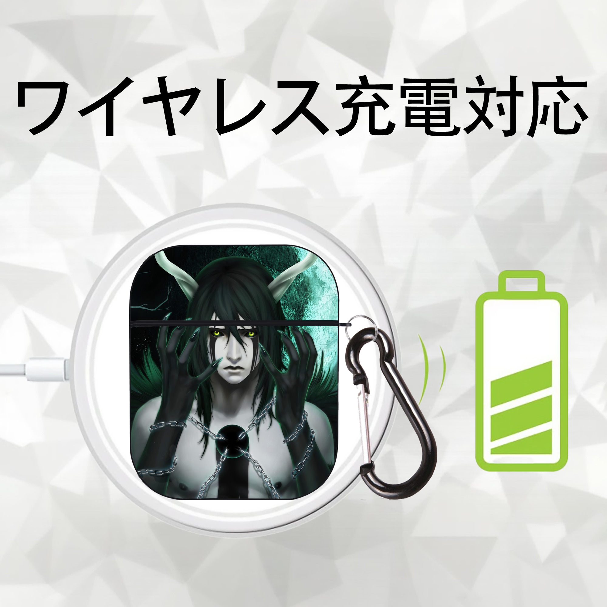 ブリーチ BLEACH AirPods 第2世代保護ケース ハードシェル ブラック 耐衝撃・防指紋・カラビナ付き
