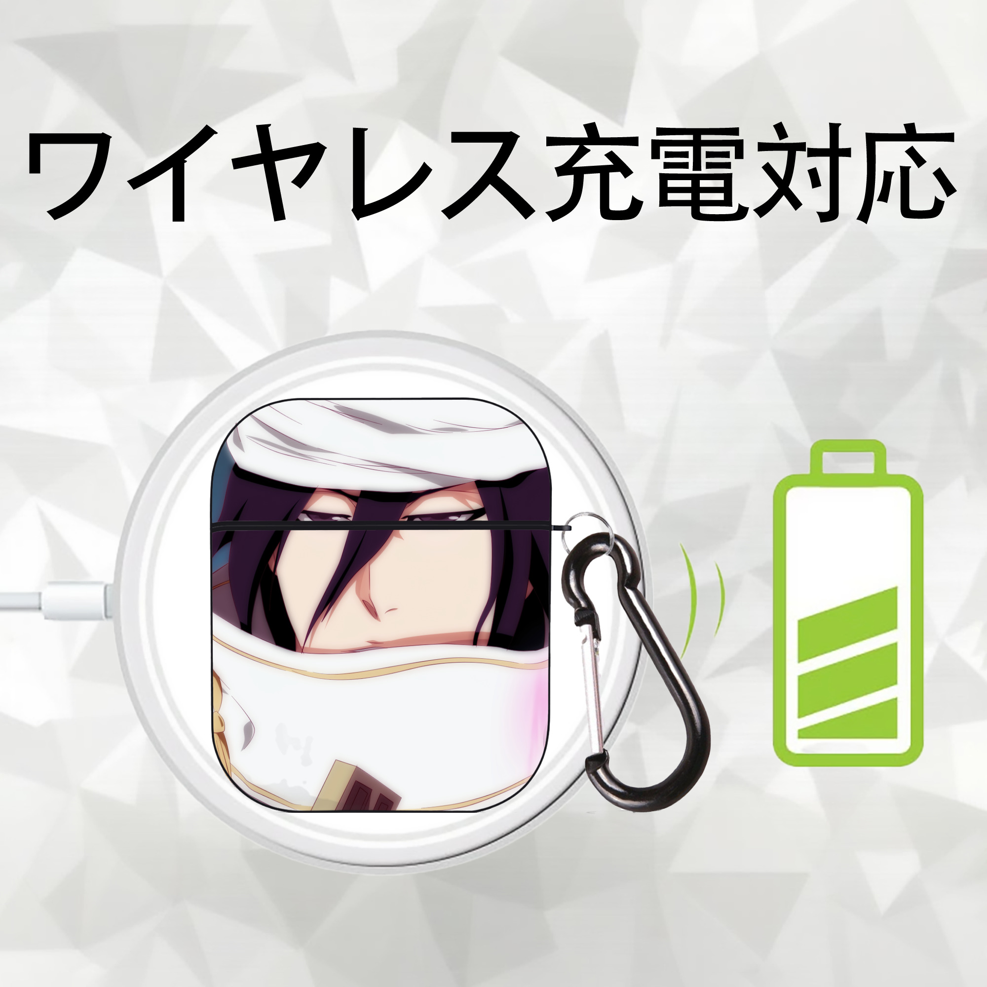 ブリーチ BLEACH AirPods 第2世代保護ケース ハードシェル ブラック 耐衝撃・防指紋・カラビナ付き