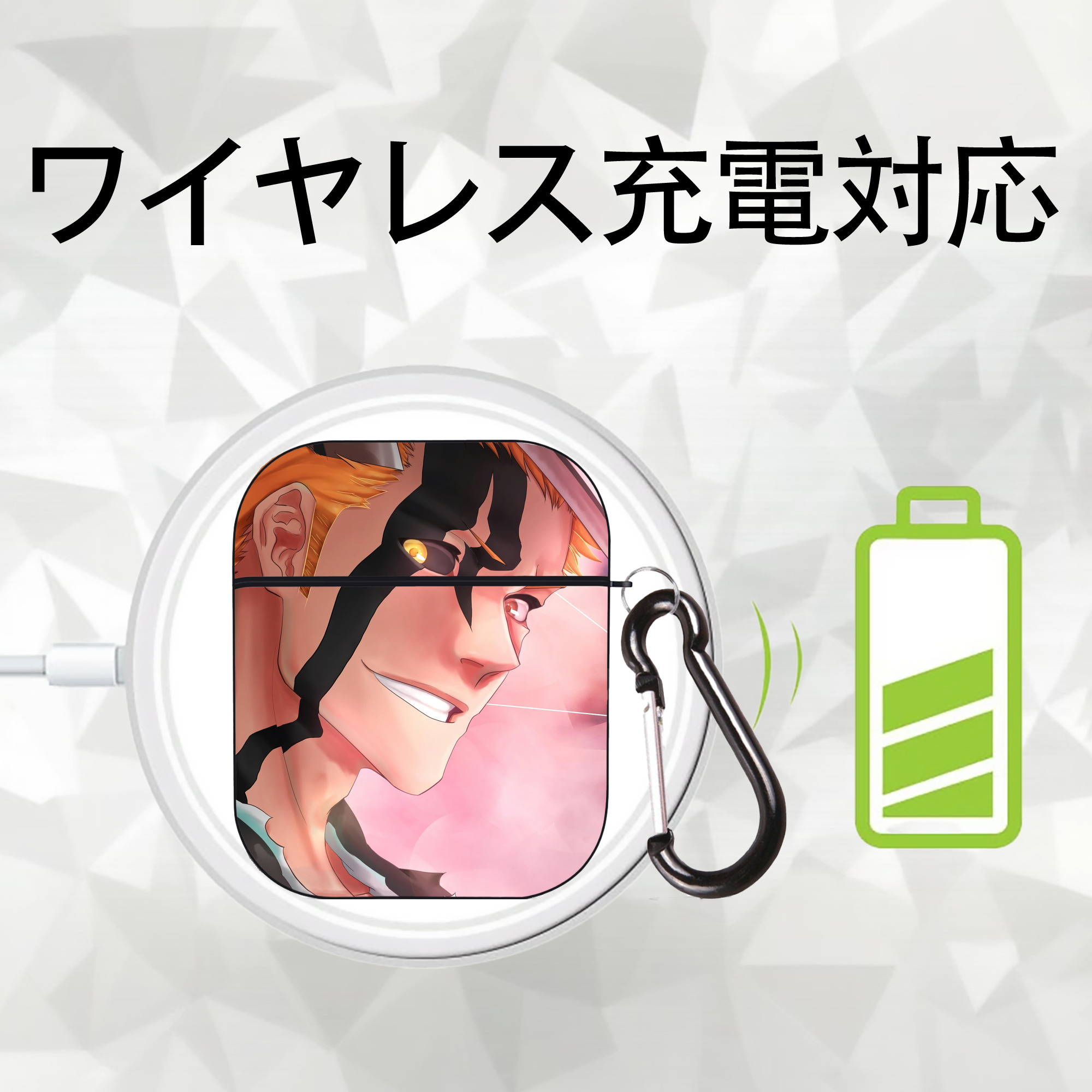 ブリーチ BLEACH AirPods 第2世代保護ケース ハードシェル ブラック 耐衝撃・防指紋・カラビナ付き