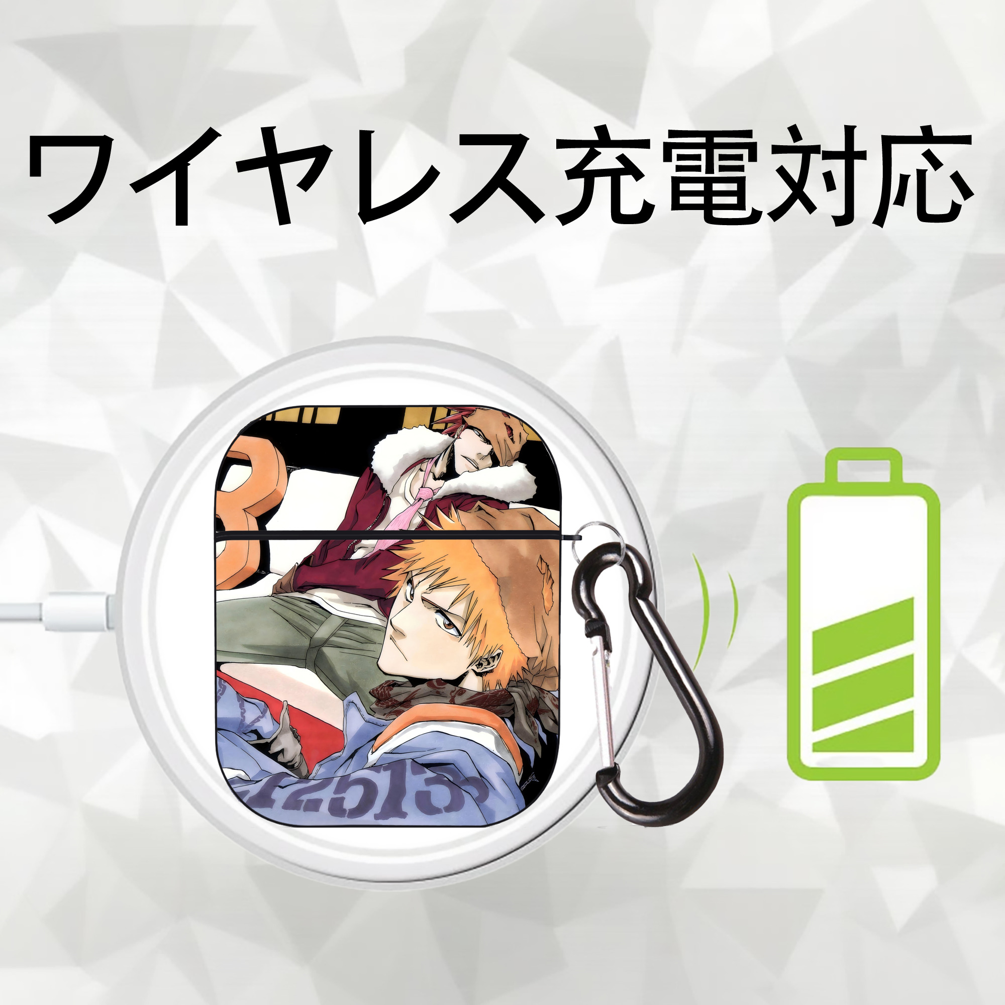 ブリーチ BLEACH AirPods 第2世代保護ケース ハードシェル ブラック 耐衝撃・防指紋・カラビナ付き