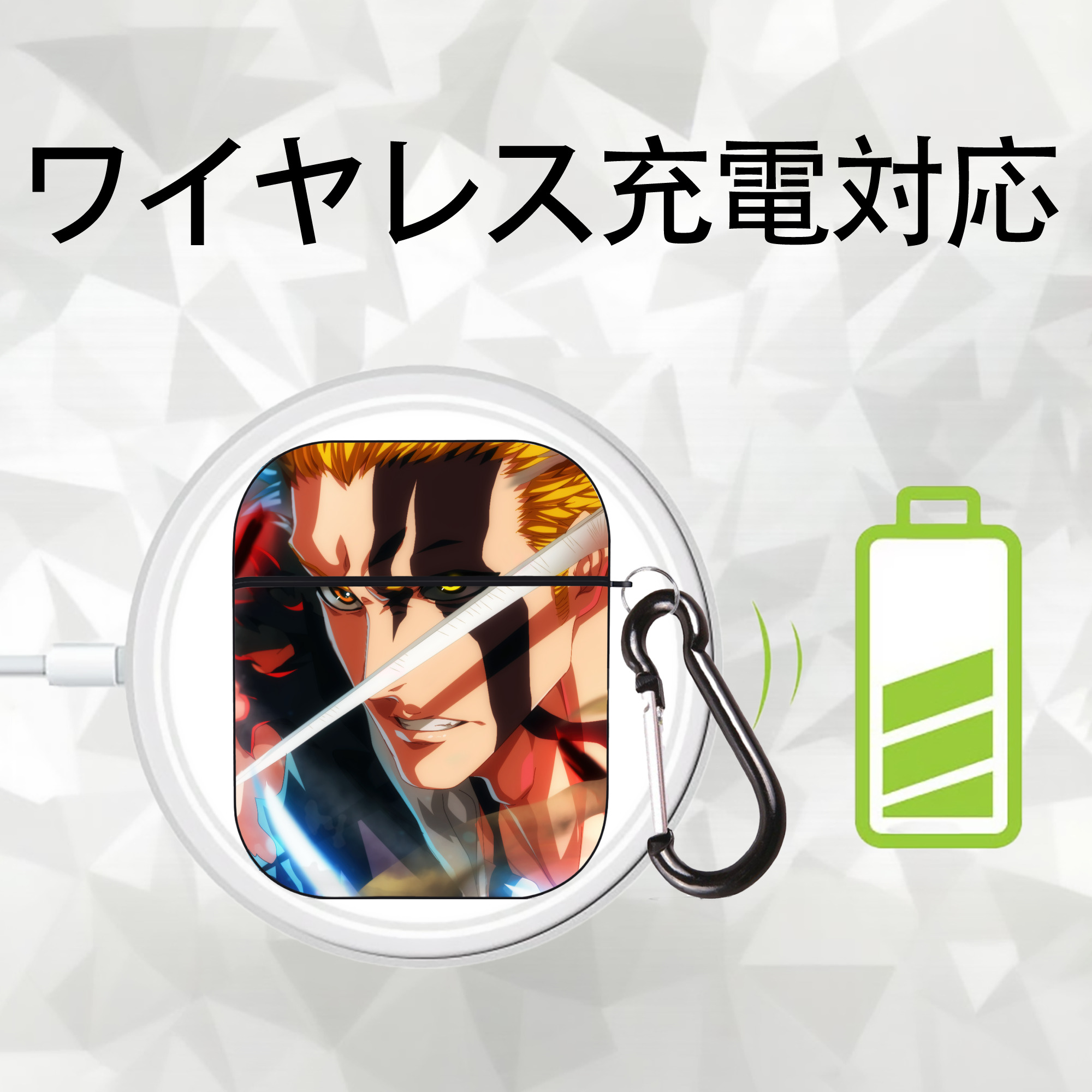 ブリーチ BLEACH AirPods 第2世代保護ケース ハードシェル ブラック 耐衝撃・防指紋・カラビナ付き