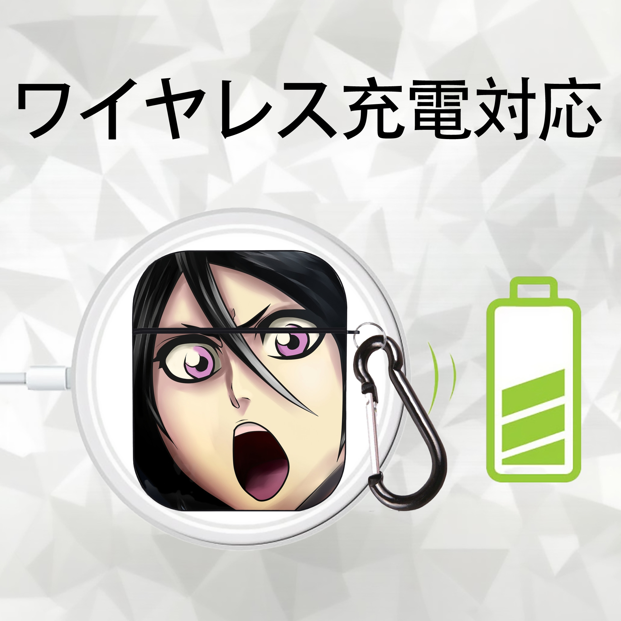 ブリーチ BLEACH AirPods 第2世代保護ケース ハードシェル ブラック 耐衝撃・防指紋・カラビナ付き