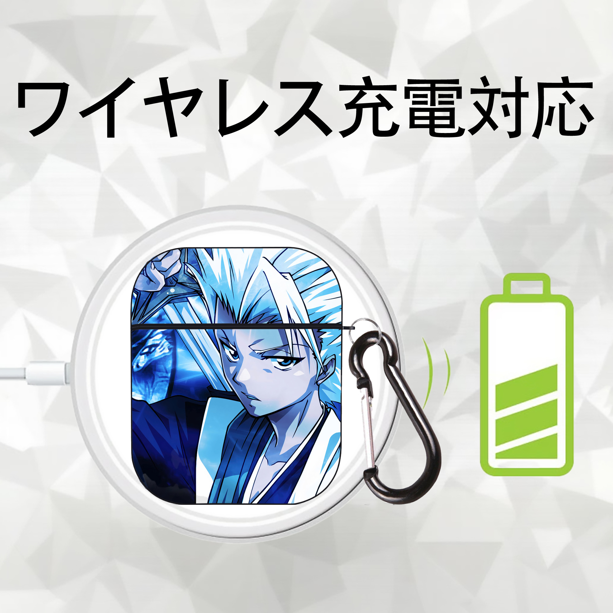 ブリーチ BLEACH AirPods 第2世代保護ケース ハードシェル ブラック 耐衝撃・防指紋・カラビナ付き