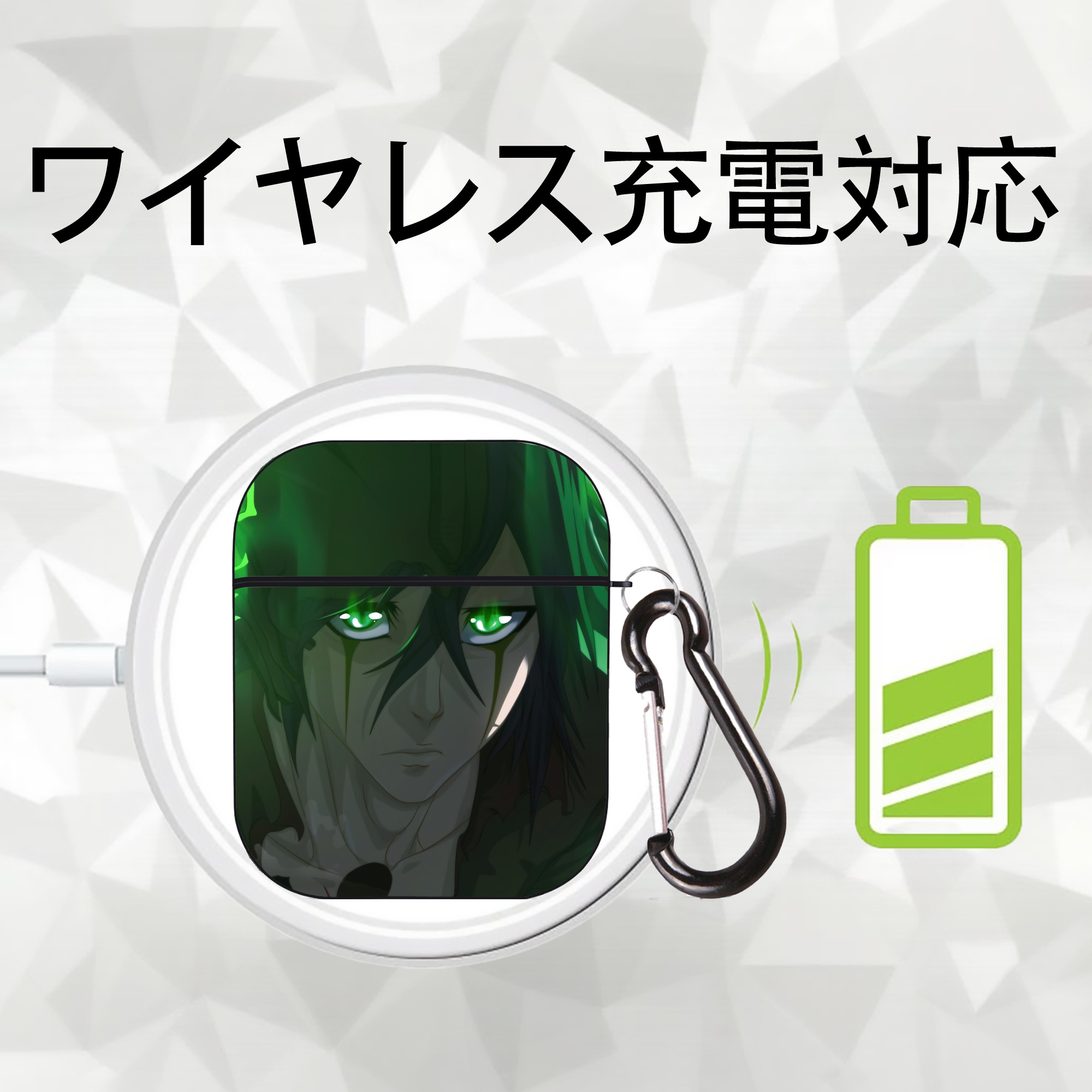 ブリーチ BLEACH AirPods 第2世代保護ケース ハードシェル ブラック 耐衝撃・防指紋・カラビナ付き